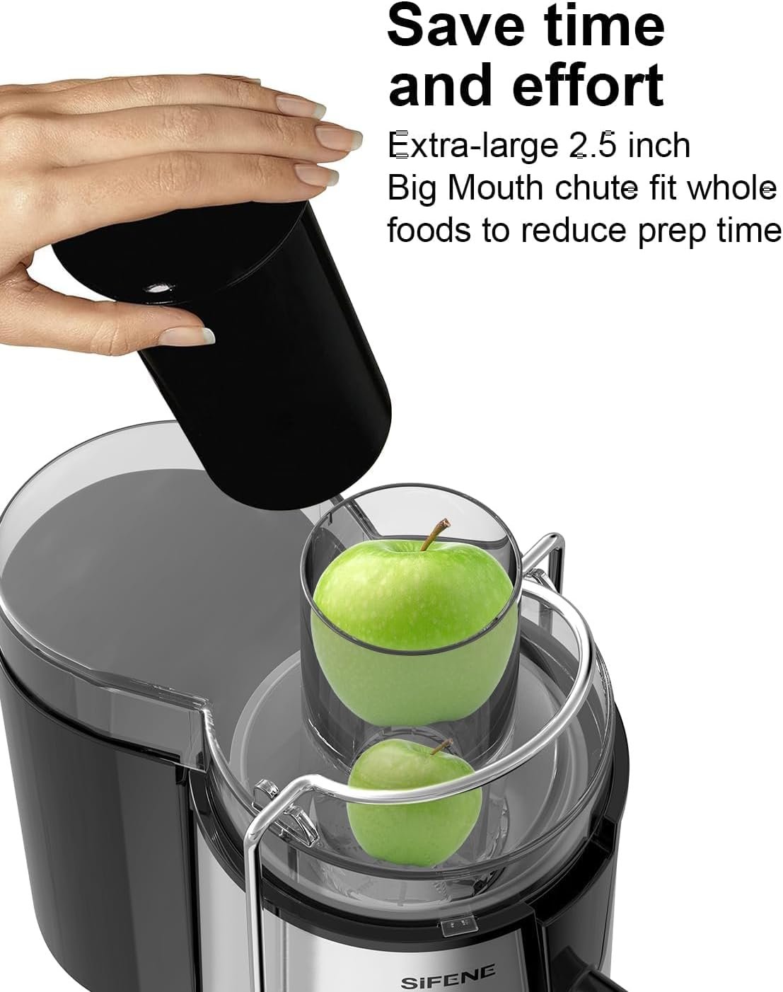 Easy to Clean Juicer Machines, SiFENE 3" Big Mouth Centrifugal Juicer Extractor for Fruits & Vegetables, Compact Juicing Maker, Non-BPA (Silver) - Image 3