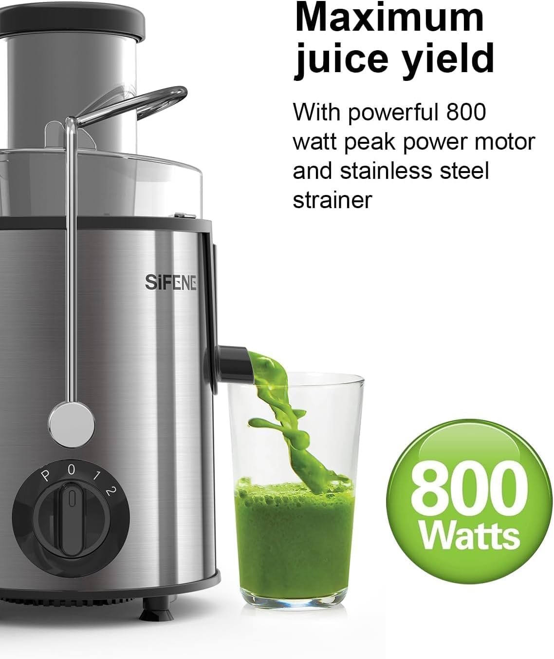 Easy to Clean Juicer Machines, SiFENE 3" Big Mouth Centrifugal Juicer Extractor for Fruits & Vegetables, Compact Juicing Maker, Non-BPA (Silver) - Image 4
