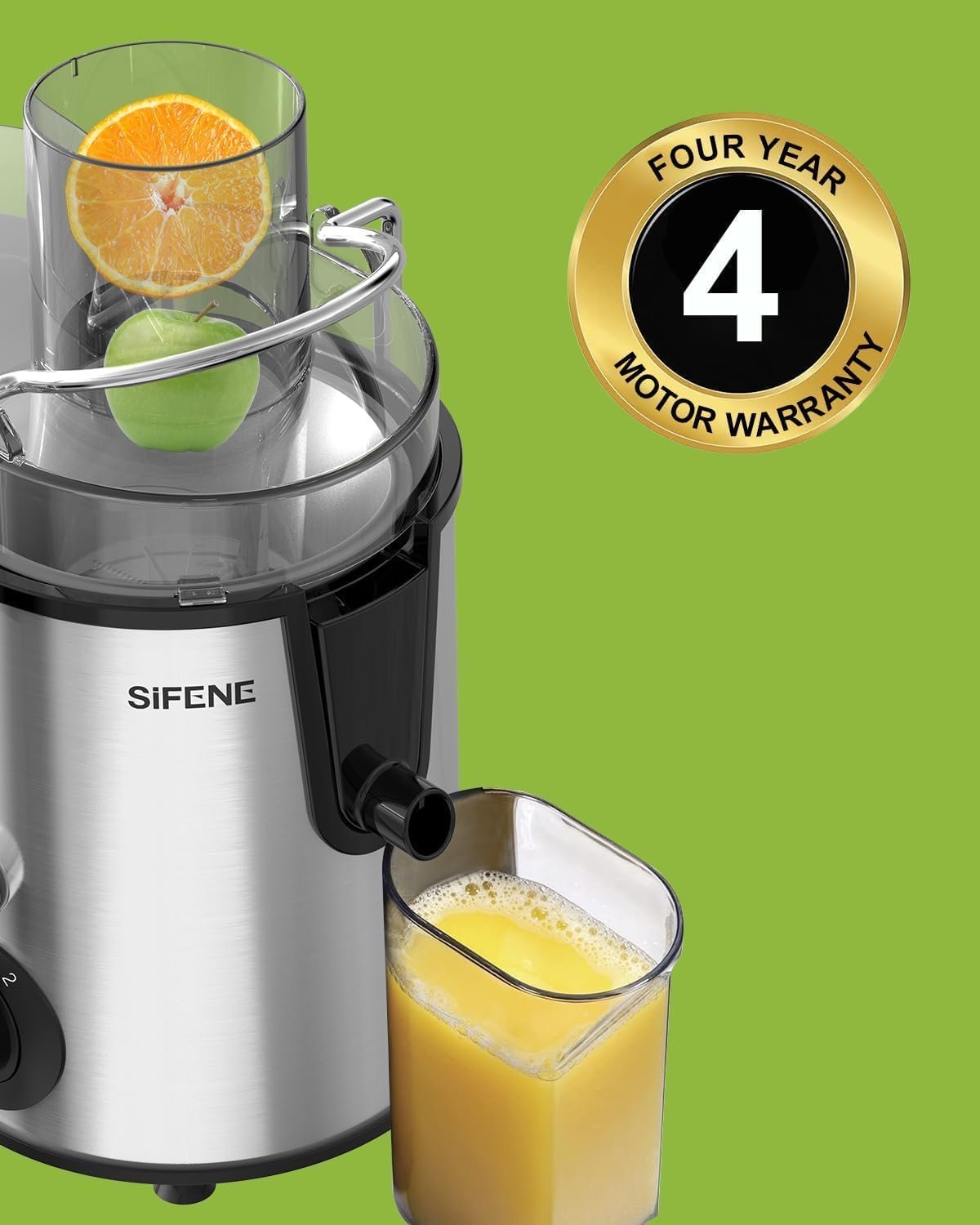 Easy to Clean Juicer Machines, SiFENE 3" Big Mouth Centrifugal Juicer Extractor for Fruits & Vegetables, Compact Juicing Maker, Non-BPA (Silver) - Image 6