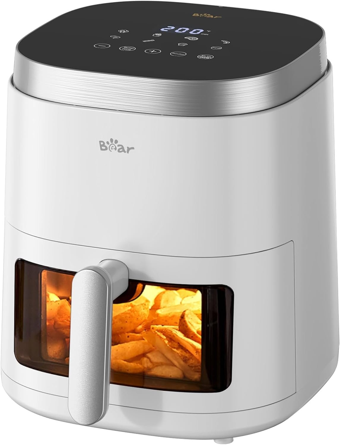 Bear Air Fryer, 5.3Qt 8-in-1 Quick and Oil-Free Healthy Meals, Easy View, Smart Digital Touchscreen, Dishwasher-Safe&Non-stick Basket, Disposable Paper Liner and Recipes included,White - Image 2