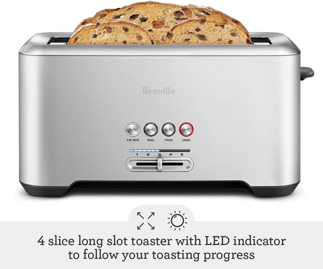 Breville A Bit More 4 Slice Toaster, silver - BTA730XL, 16.1 x 8.1 x 7.6 inches - Image 3