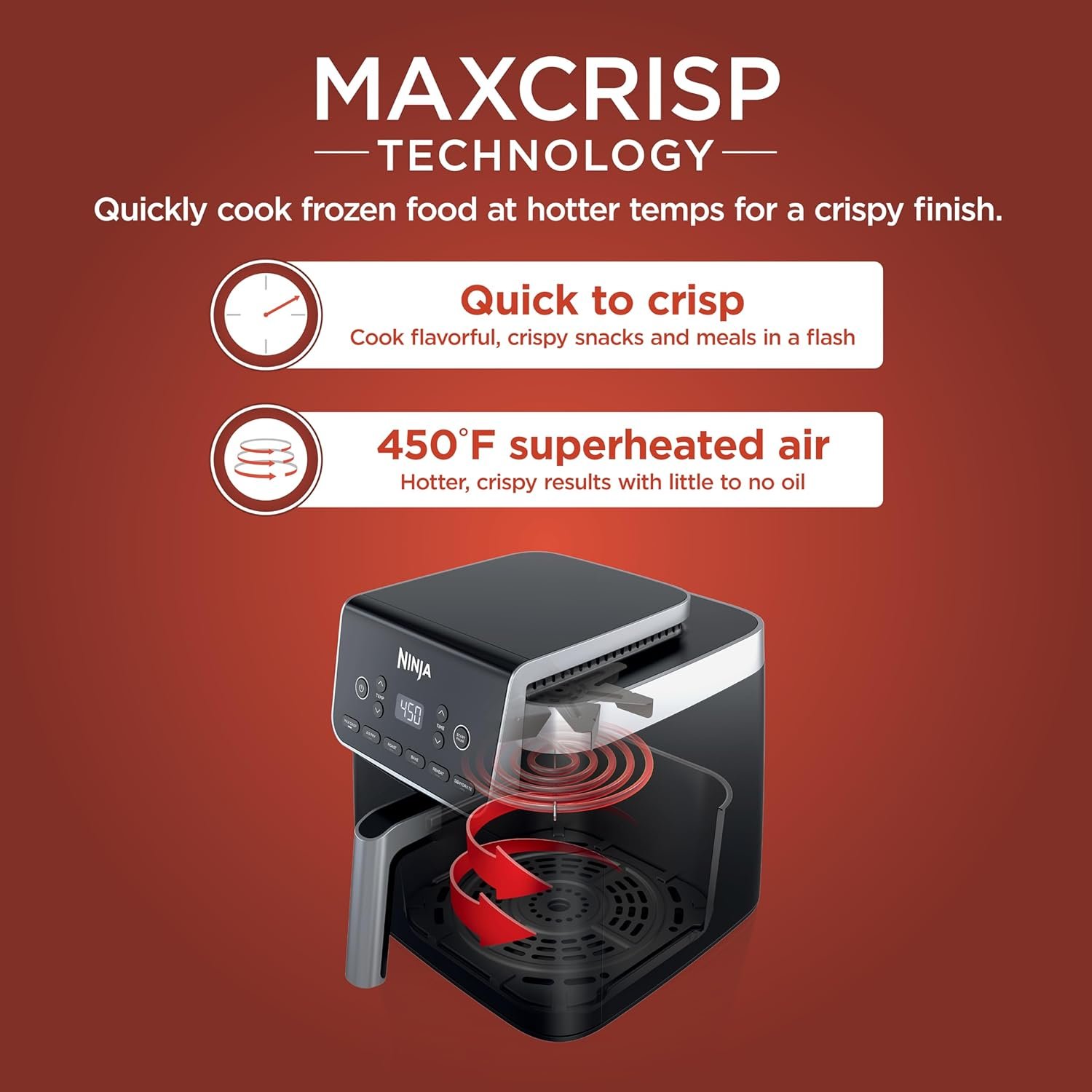 Ninja Air Fryer Pro XL 6-in-1 with 6.5 QT Capacity, Max Crisp, Air Fry, Air Roast, Bake, Reheat, Dehydrate, Max Crisp Technology with 450F, Grey, AF181C (Canadian Version) - Image 6