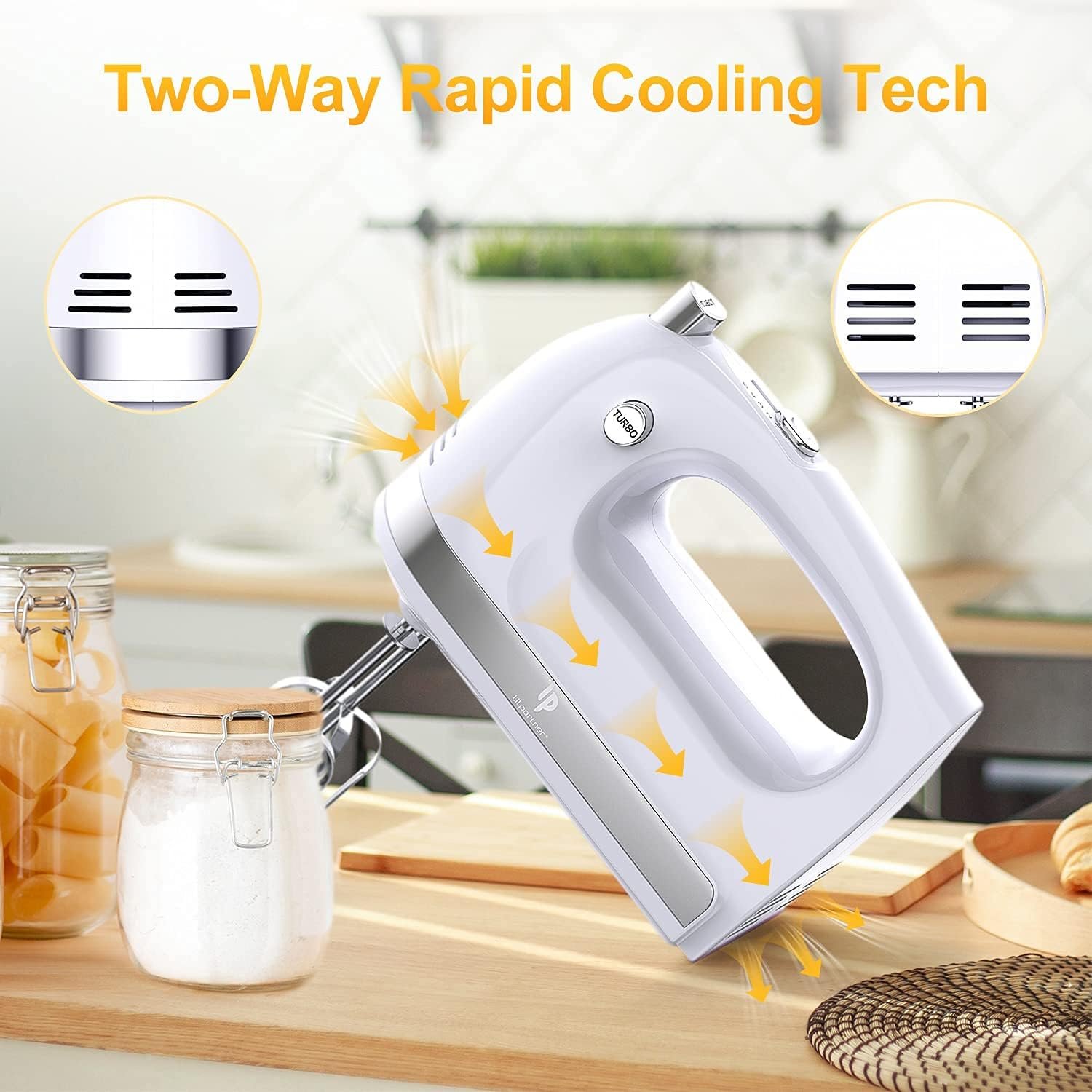 Hand Mixer Electric, 400w Ultra Power Kitchen Handheld Mixer with 2x5 Speed(Turbo Boost & Automatic Speed), Storage Case, 5 Stainless Steel Accessories for Easy Whipping, Baking, Cake - Image 5