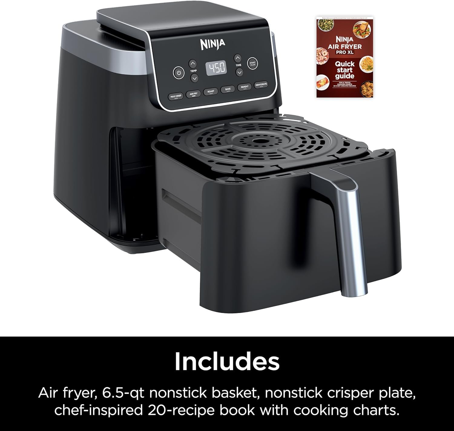 Ninja Air Fryer Pro XL 6-in-1 with 6.5 QT Capacity, Max Crisp, Air Fry, Air Roast, Bake, Reheat, Dehydrate, Max Crisp Technology with 450F, Grey, AF181C (Canadian Version) - Image 8