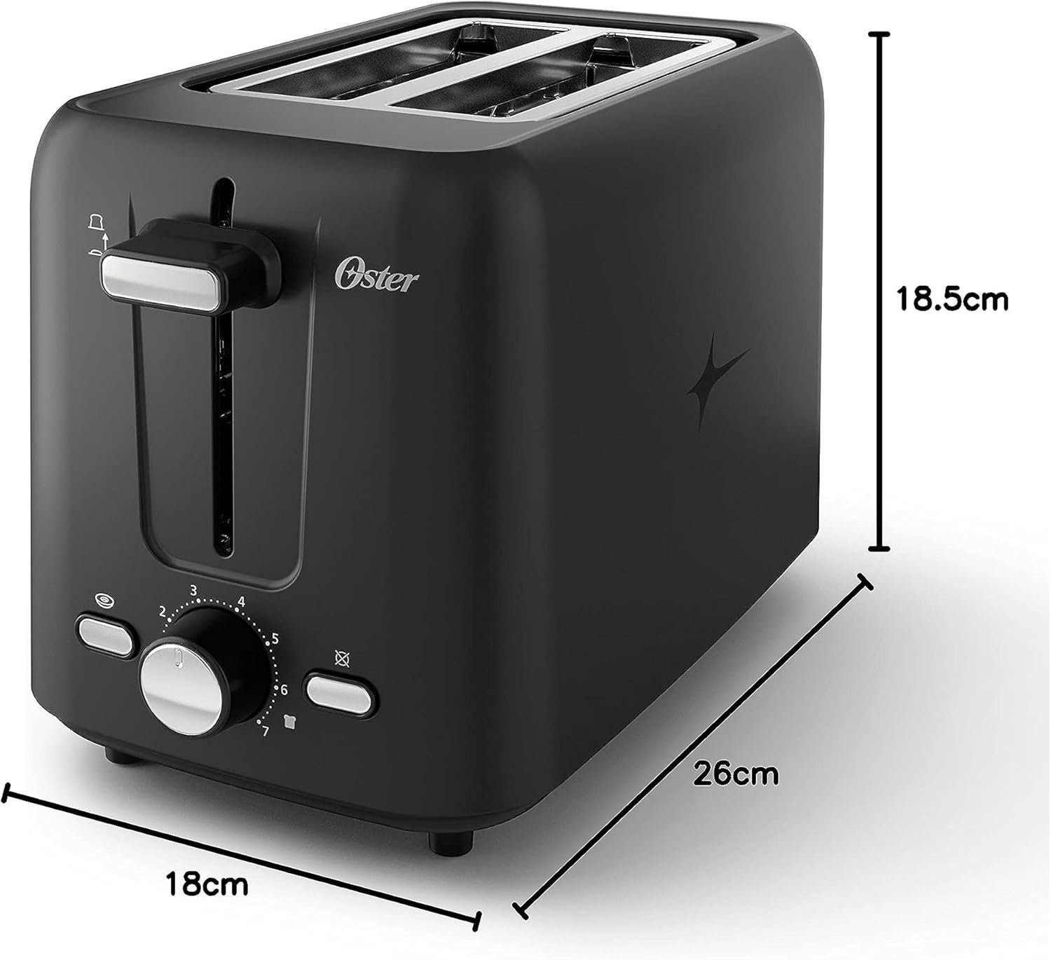 Oster 2-Slice Toaster with Custom Bagel Setting and Extra-Wide Slots, Black - Image 4