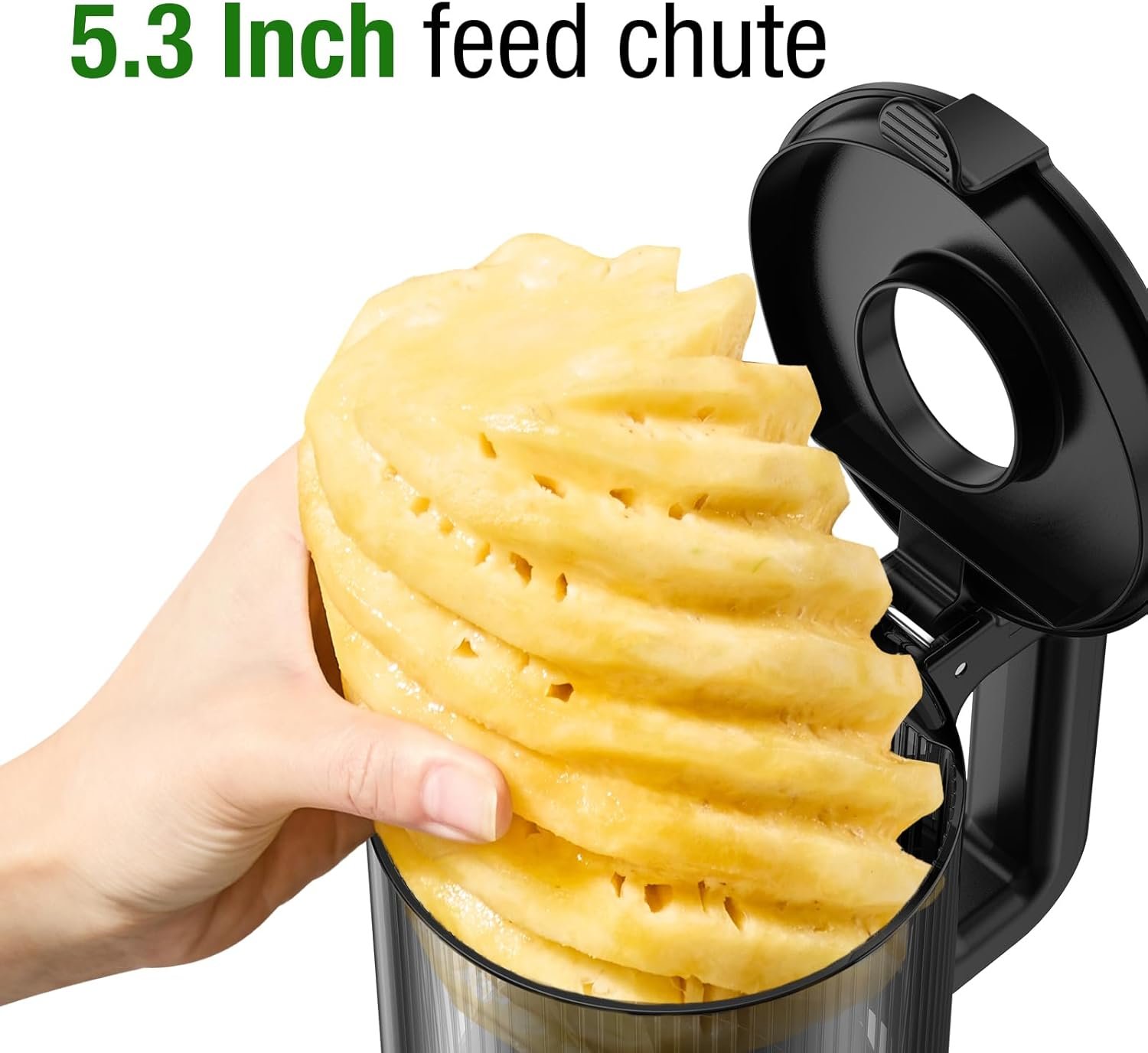 Juicer Machines, TUUMIIST Cold Press Juicer with 5.3" Extra Large Feed Chute Fit Whole Fruits & Vegetables Easy to Clean, High Juice Yield, BPA Free (Black) - Image 3