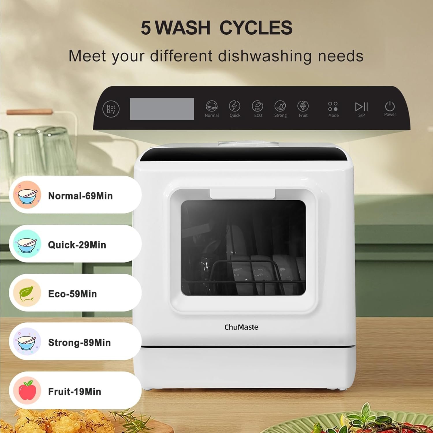 Mini Dishwasher Countertop, Countertop Dishwasher with Water Tank, Dishwasher with 6 Wash Programs,Lavaplatos for Apartments, Rvs. - Image 3