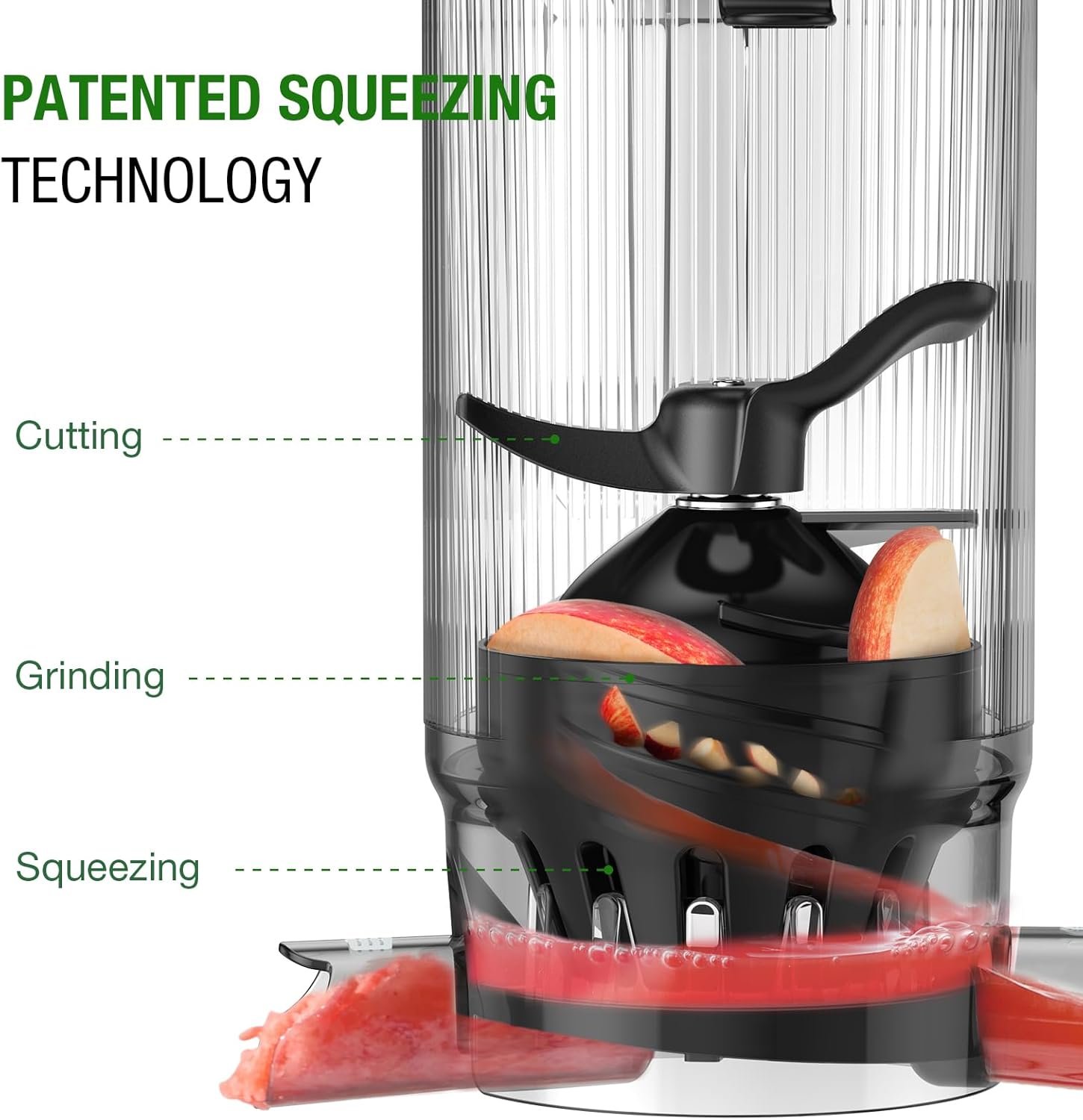 Juicer Machines, TUUMIIST Cold Press Juicer with 5.3" Extra Large Feed Chute Fit Whole Fruits & Vegetables Easy to Clean, High Juice Yield, BPA Free (Black) - Image 6