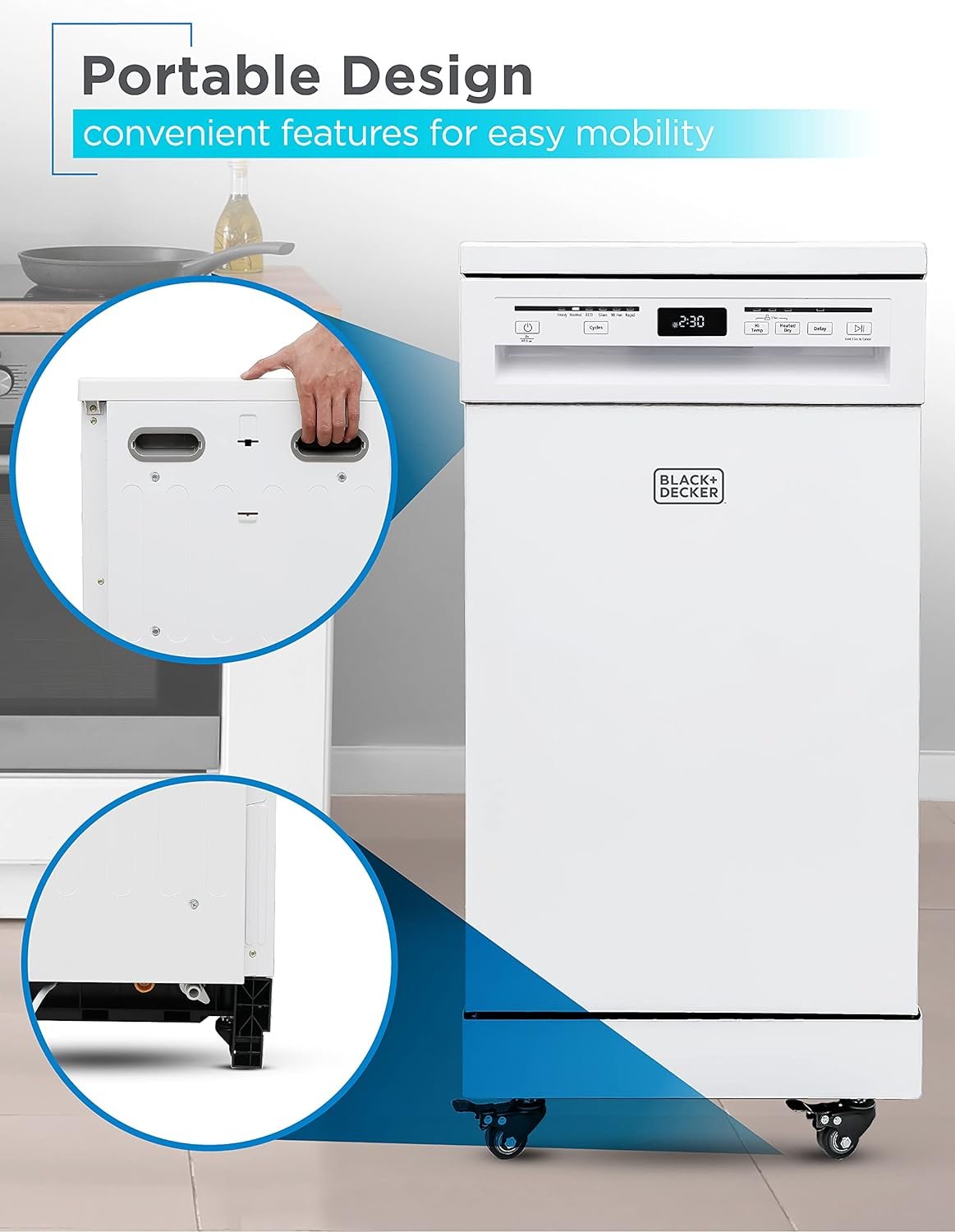 BLACK+DECKER BPD8W Portable Dishwasher, White - Image 6