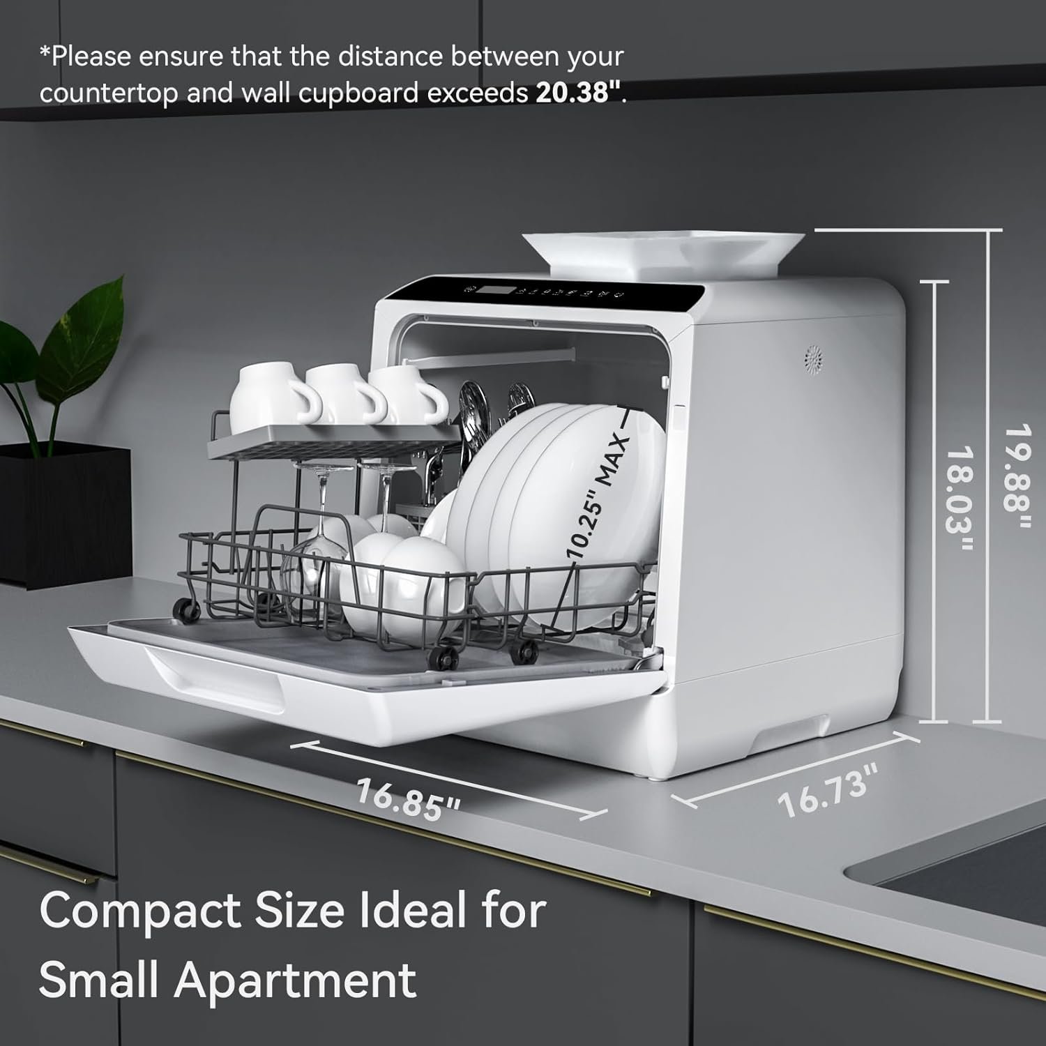 Hermitlux Countertop Dishwasher, 5 Washing Programs Portable Dishwasher With 5-Liter Built-in Water Tank And Inlet Hose & Drain Hose - Image 3