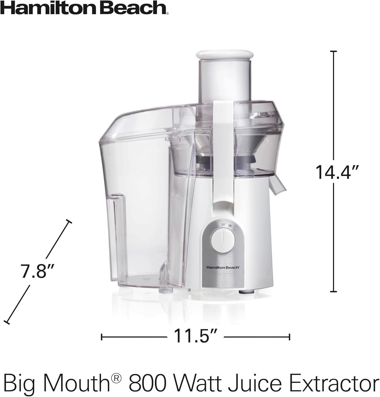 Hamilton Beach Big Mouth 800 Watt Juice Extractor, White, 67702 - Image 9
