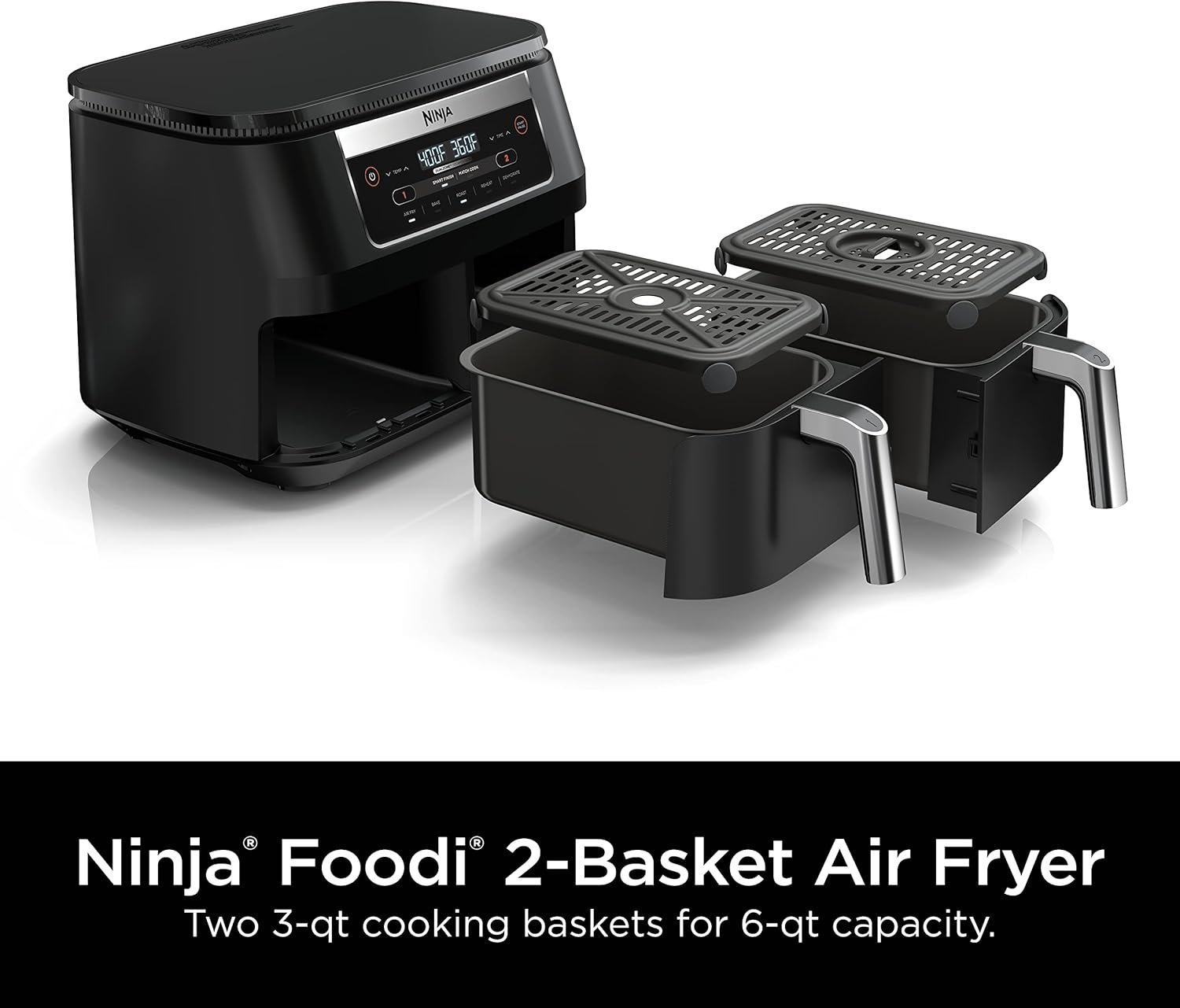 Ninja Foodi DZ090C 5-in-1, 6-qt. 2-Basket Air Fryer with DualZone Technology, Black - Image 11