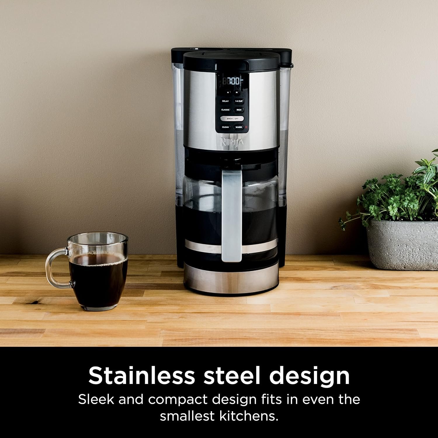 Ninja DCM200C Programmable XL 14-Cup Coffee Maker, 14-Cup Glass Carafe, With Permanent Filter, Stainless Steel, Silver - Image 3