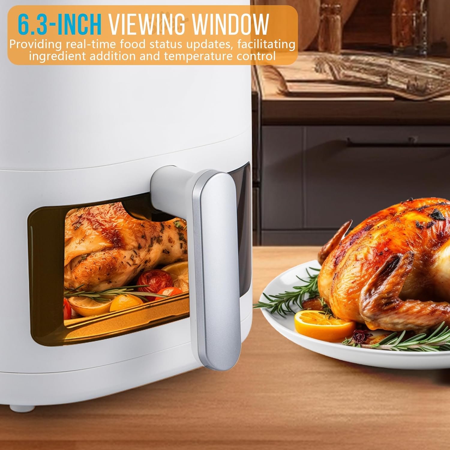 Bear Air Fryer, 5.3Qt 8-in-1 Quick and Oil-Free Healthy Meals, Easy View, Smart Digital Touchscreen, Dishwasher-Safe&Non-stick Basket, Disposable Paper Liner and Recipes included,White - Image 6