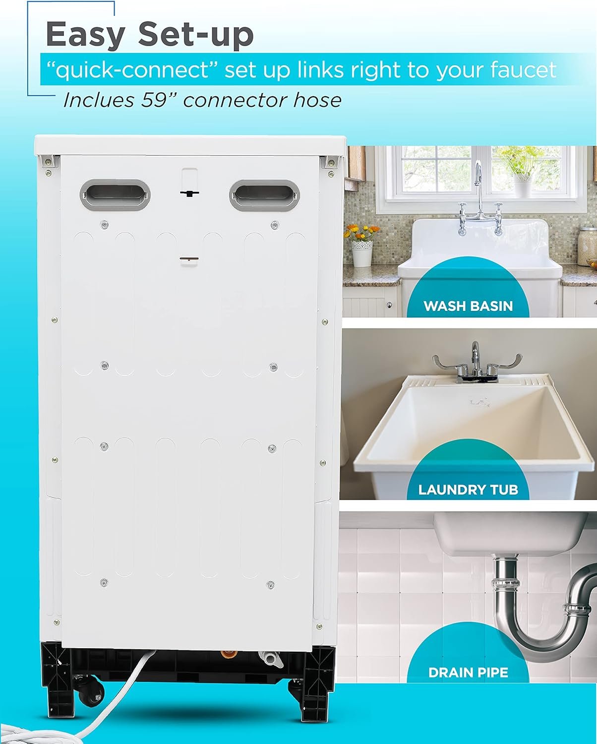 BLACK+DECKER BPD8W Portable Dishwasher, White - Image 4