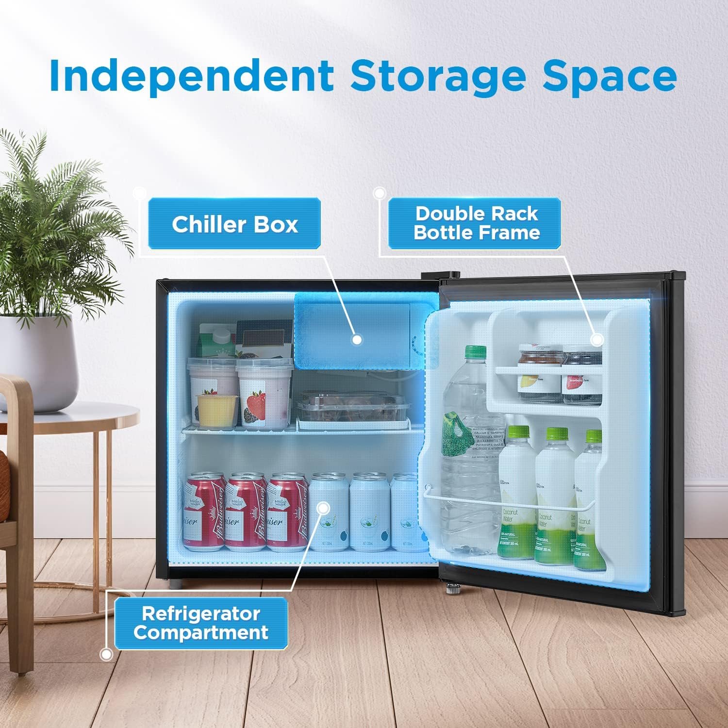 Midea WHS-65LB1 Compact Refrigerator, 1.6 Cubic Feet Single Door Fridge, Mini Fridge for Office/Bedroom/Dorm/Living Room/Garage with Adjustable Legs, Black - Image 6