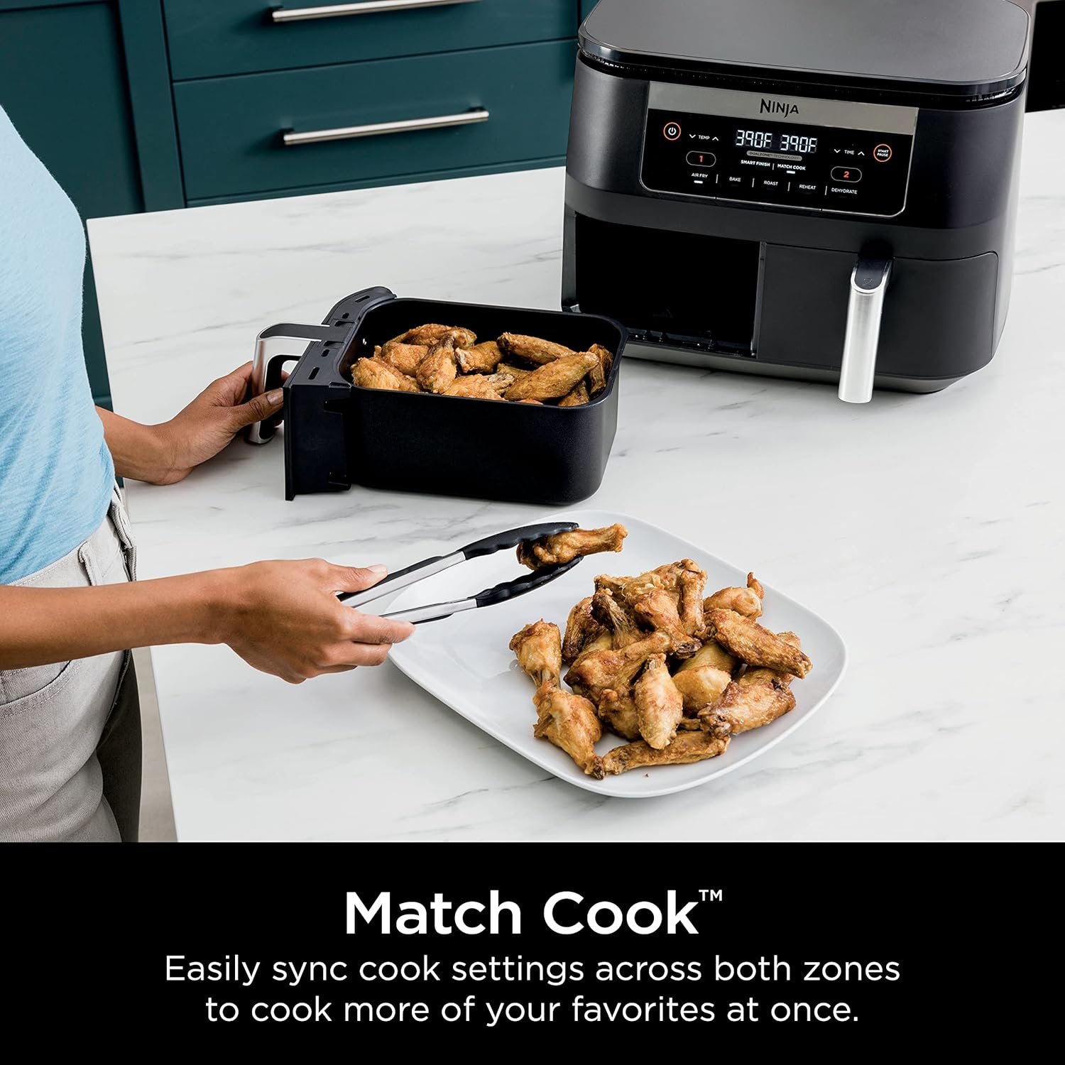 Ninja Foodi DZ090C 5-in-1, 6-qt. 2-Basket Air Fryer with DualZone Technology, Black - Image 10