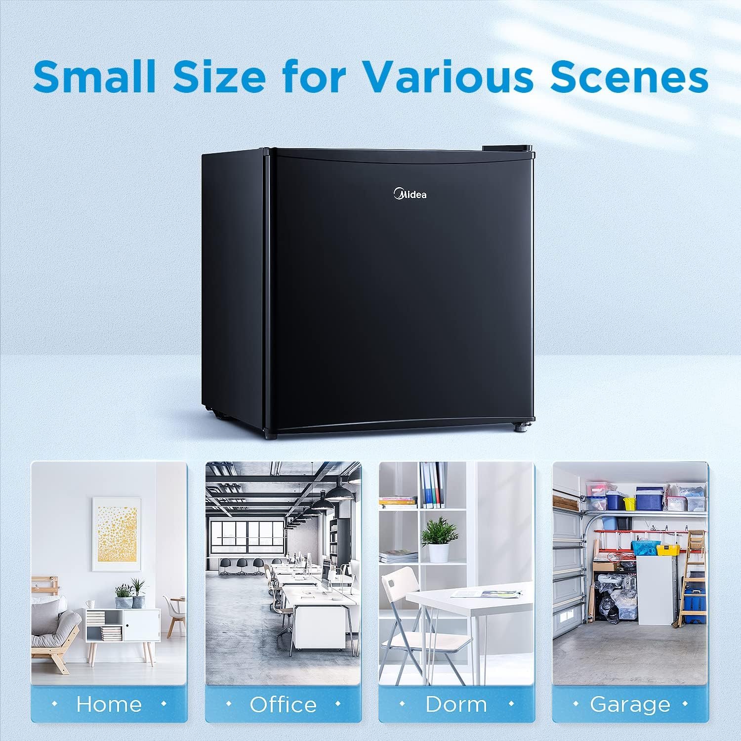 Midea WHS-65LB1 Compact Refrigerator, 1.6 Cubic Feet Single Door Fridge, Mini Fridge for Office/Bedroom/Dorm/Living Room/Garage with Adjustable Legs, Black - Image 4