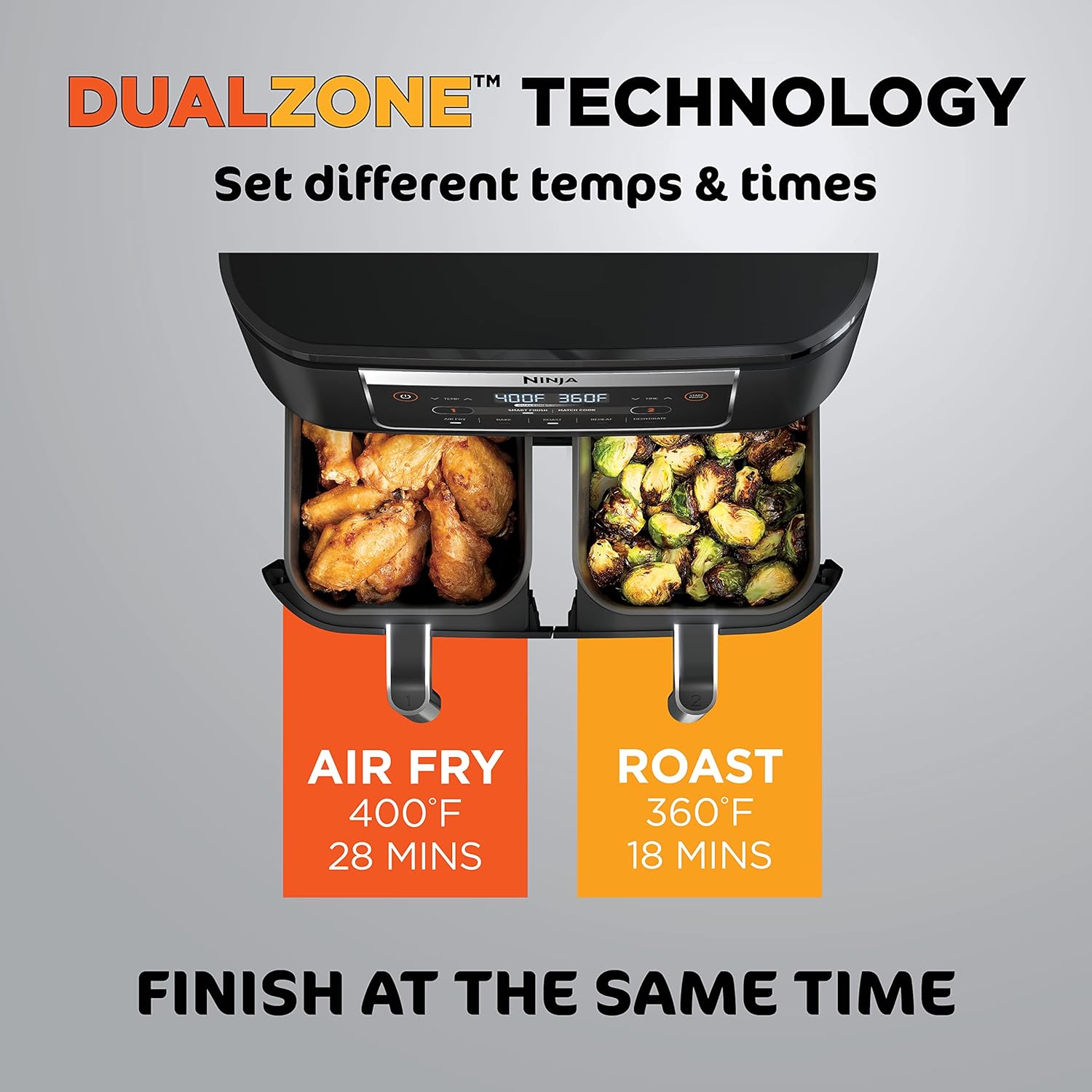 Ninja Foodi DZ090C 5-in-1, 6-qt. 2-Basket Air Fryer with DualZone Technology, Black - Image 7