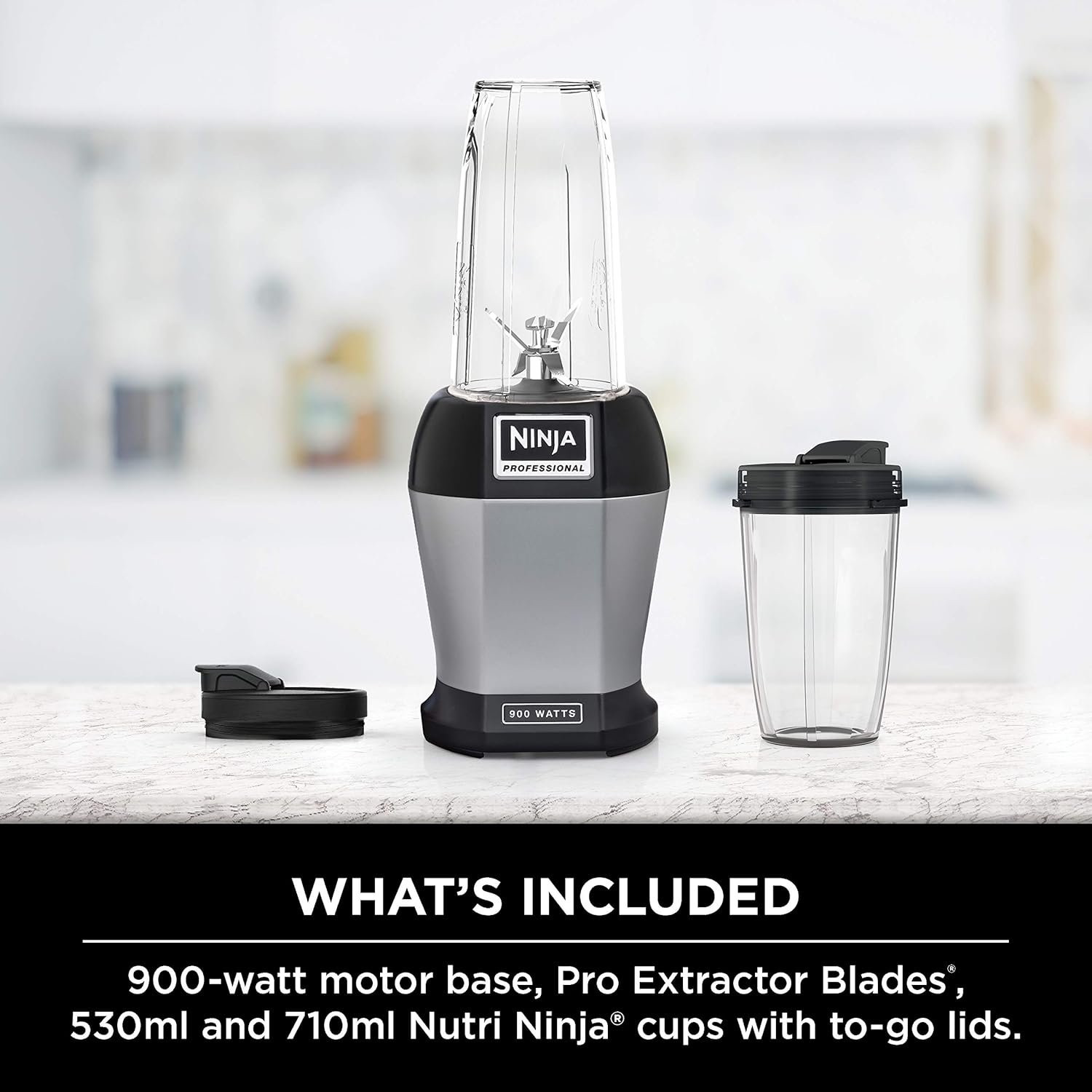 Ninja BL450C, Nutri Pro Personal Blender For Juices, Shakes & Smoothies, 18 and 24 Oz cups, Black/Silver, 900W (Canadian Version) - Image 4