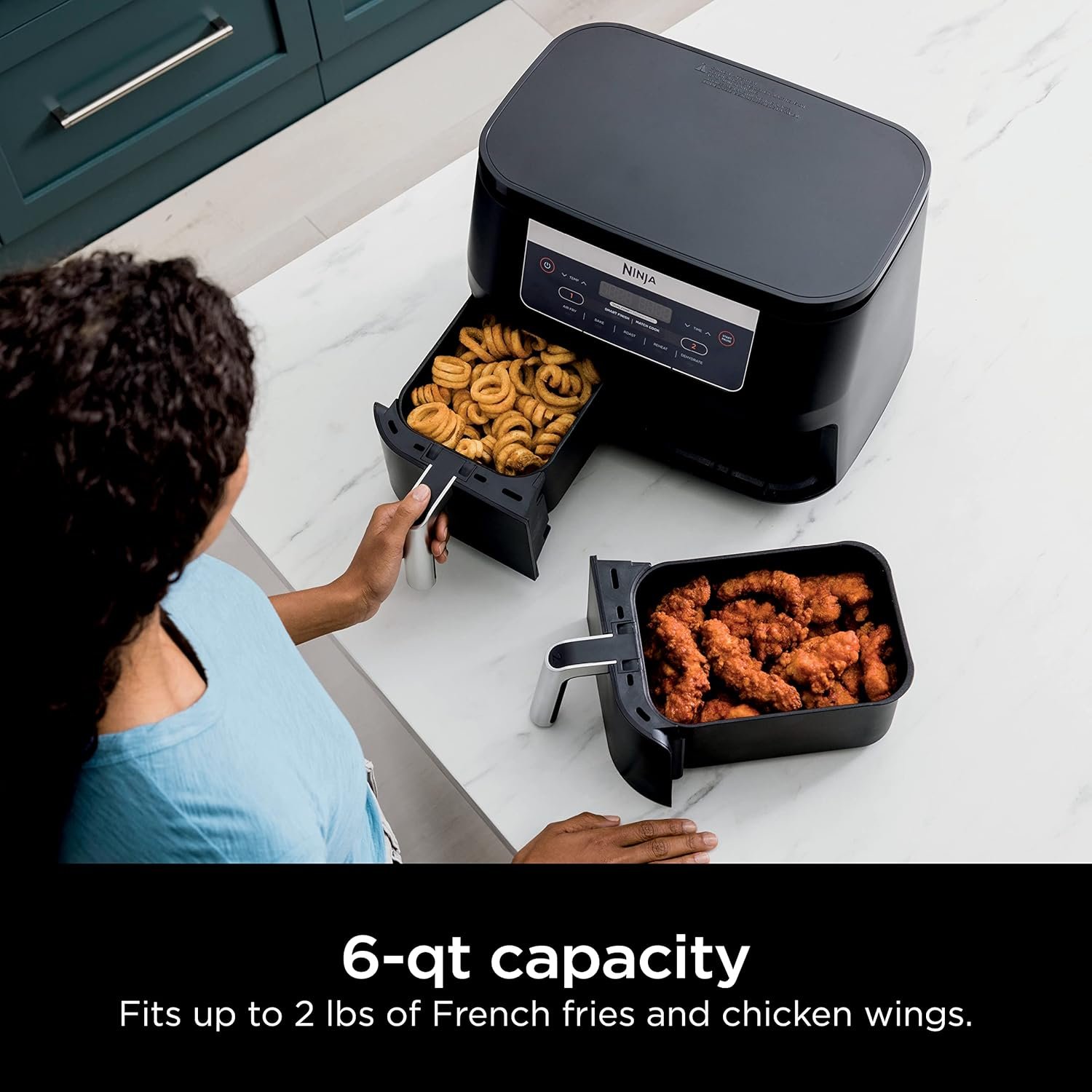 Ninja Foodi DZ090C 5-in-1, 6-qt. 2-Basket Air Fryer with DualZone Technology, Black - Image 5