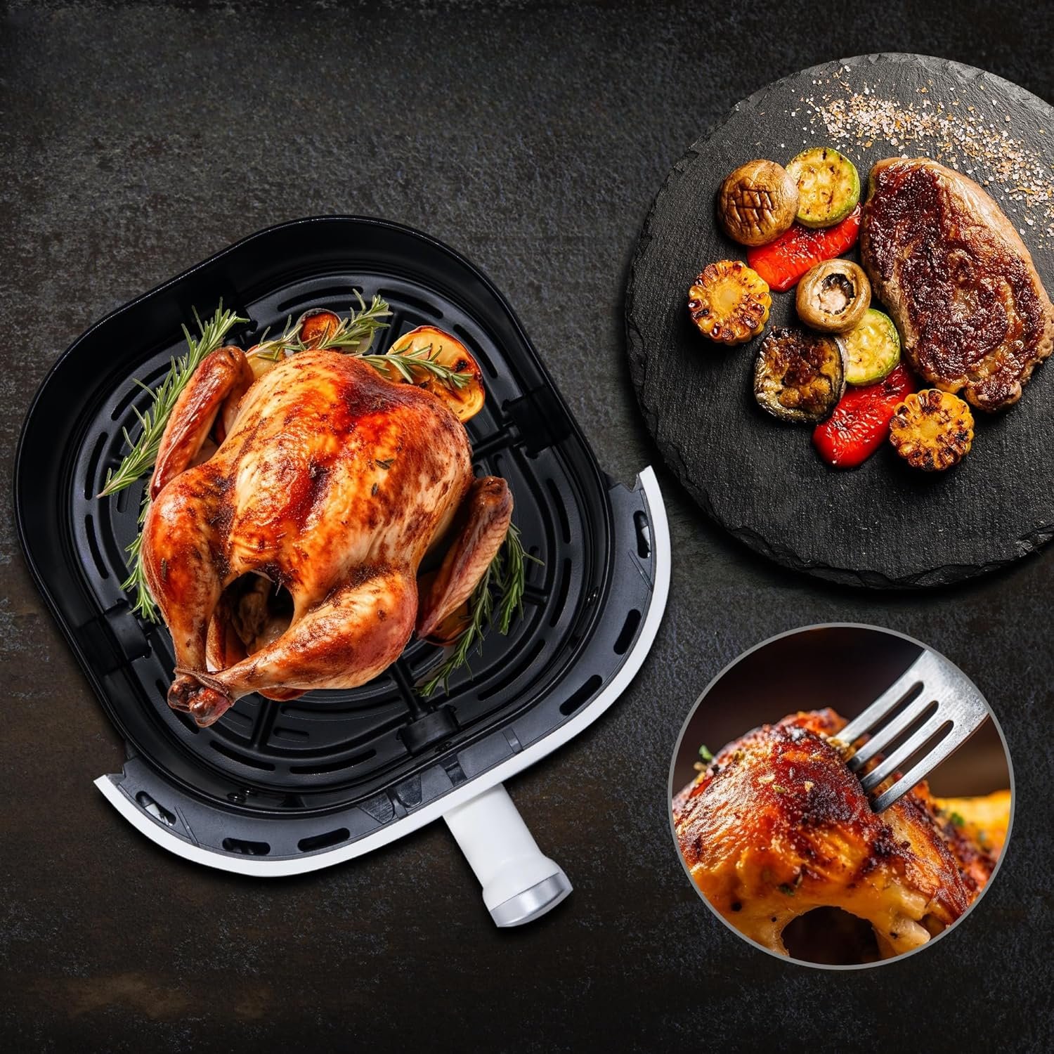 Bear Air Fryer, 5.3Qt 8-in-1 Quick and Oil-Free Healthy Meals, Easy View, Smart Digital Touchscreen, Dishwasher-Safe&Non-stick Basket, Disposable Paper Liner and Recipes included,White - Image 8