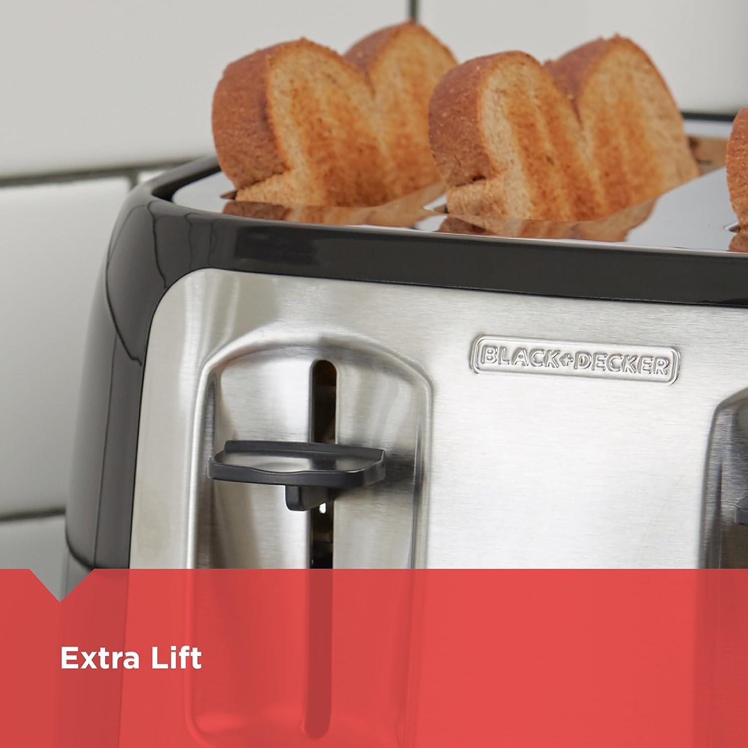 BLACK+DECKER Toaster 4 Slice, Classic Oval, Black with Stainless Steel Accents, TR1478BD - Image 6