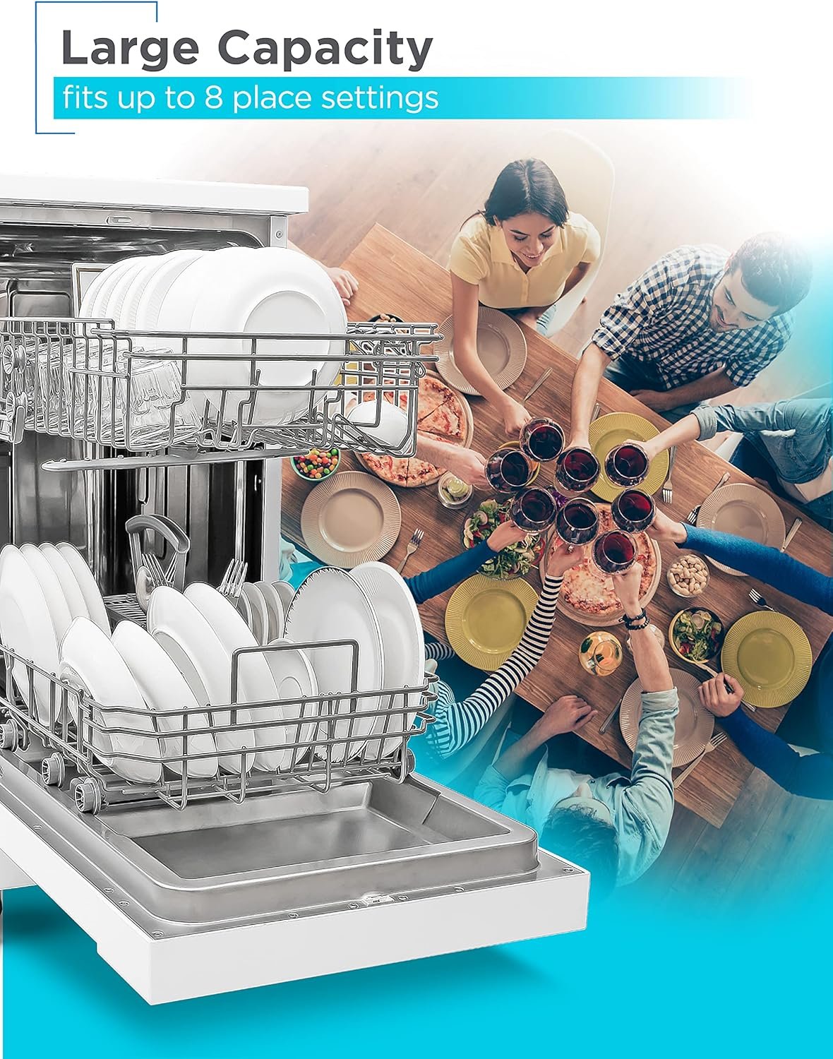 BLACK+DECKER BPD8W Portable Dishwasher, White - Image 3