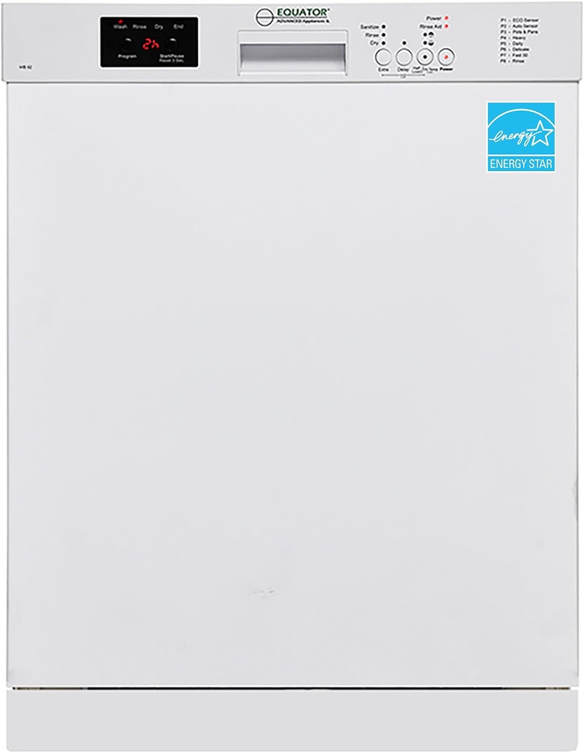 Equator-Europe 24" Built in 14 place Dishwasher with 8 Wash Programs (White) - Image 2