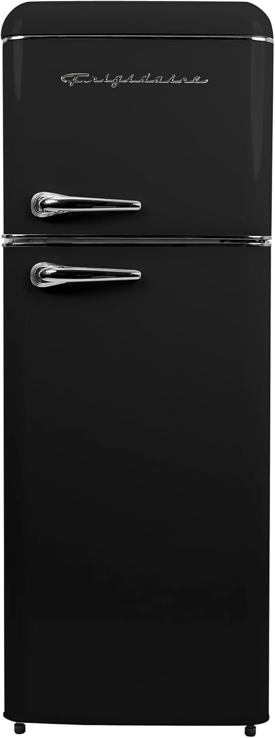 Frigidaire EFR756-BLACK EFR756, 2 Door Apartment Size Retro Refrigerator with Top Freezer, Chrome Handles, 7.5 cu ft, Black - Image 2