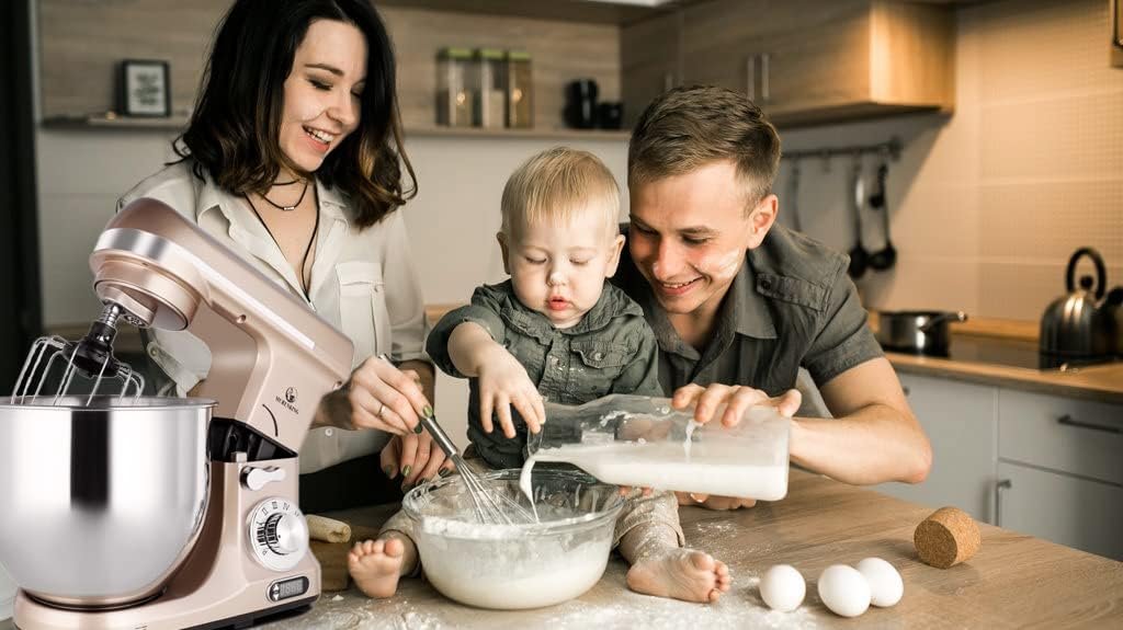 MURENKING Professional Stand Mixer, 6-Qt with Timer, MK37 500W 6-Speed Tilt-Head Food Electric Mixer Kitchen Machine,Plastic (Champagne) - Image 10