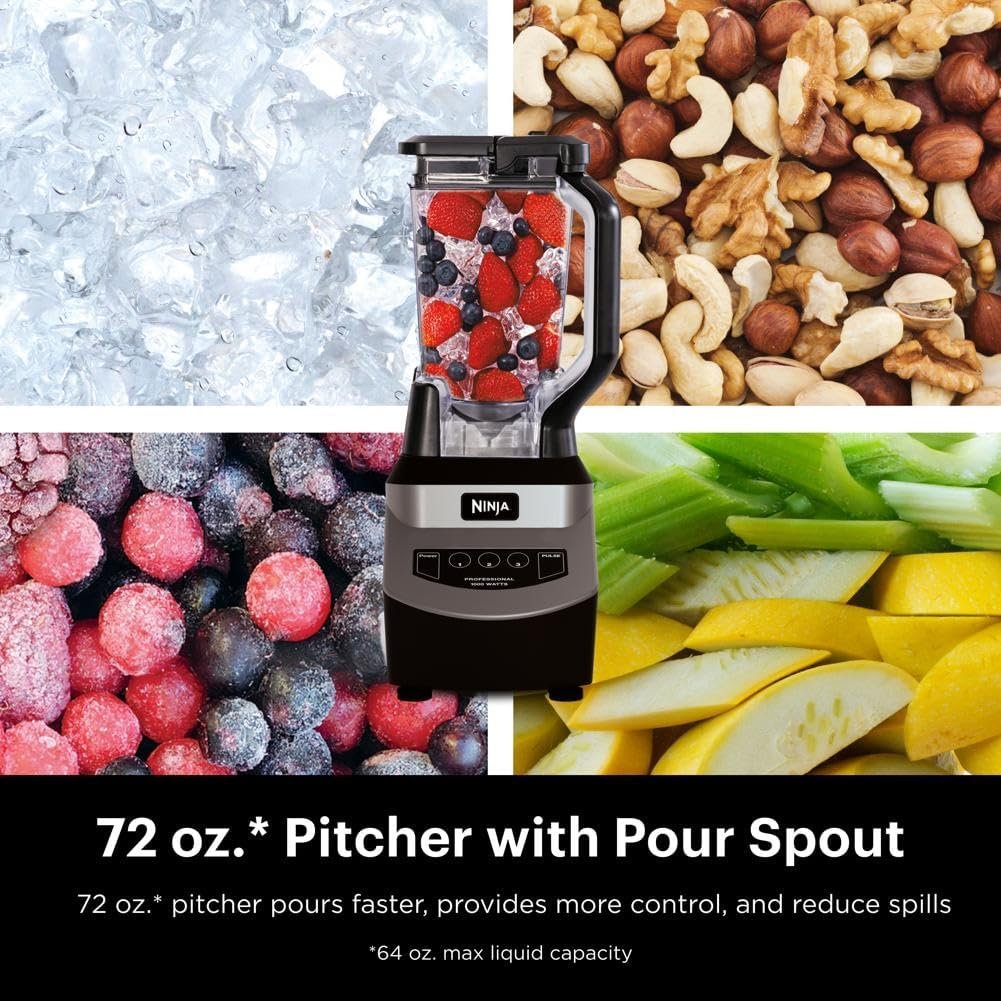 Ninja NJ601AMZ Professional Blender with 1000-Watt Motor & 72 oz Dishwasher-Safe Total Crushing Pitcher for Smoothies, Shakes & Frozen Drinks, Black - Image 7