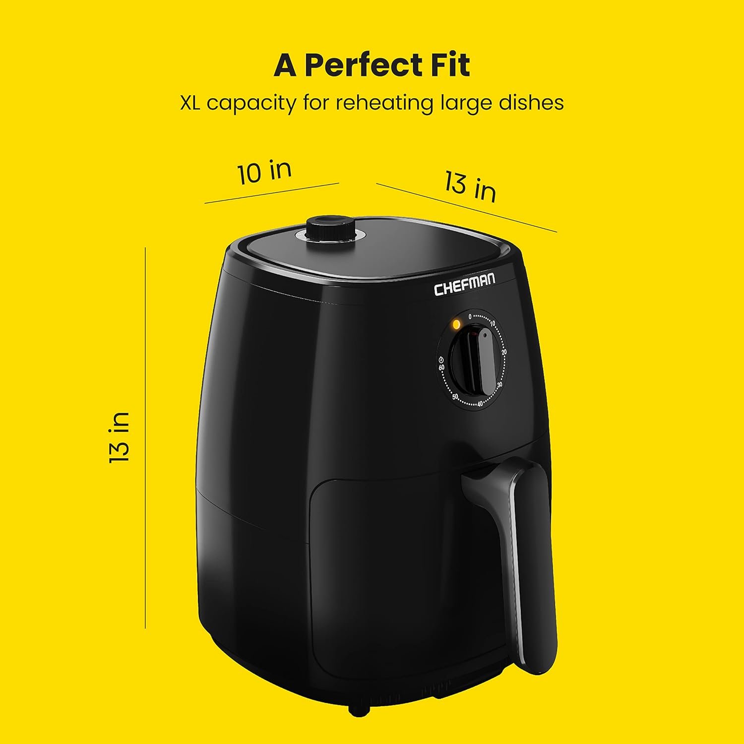 Chefman TurboFry 5-Quart Air Fryer, Dishwasher Safe Basket & Tray, Use Little to No Oil For Healthy Food, 60 Minute Timer, Fry Healthier Meals Fast, Heat And Power Indicator Light, Temp Control, Black - Image 8