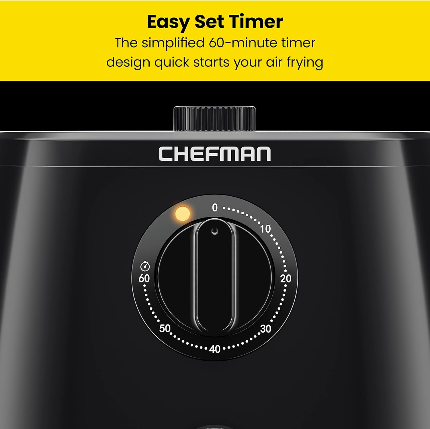 Chefman TurboFry 5-Quart Air Fryer, Dishwasher Safe Basket & Tray, Use Little to No Oil For Healthy Food, 60 Minute Timer, Fry Healthier Meals Fast, Heat And Power Indicator Light, Temp Control, Black - Image 4