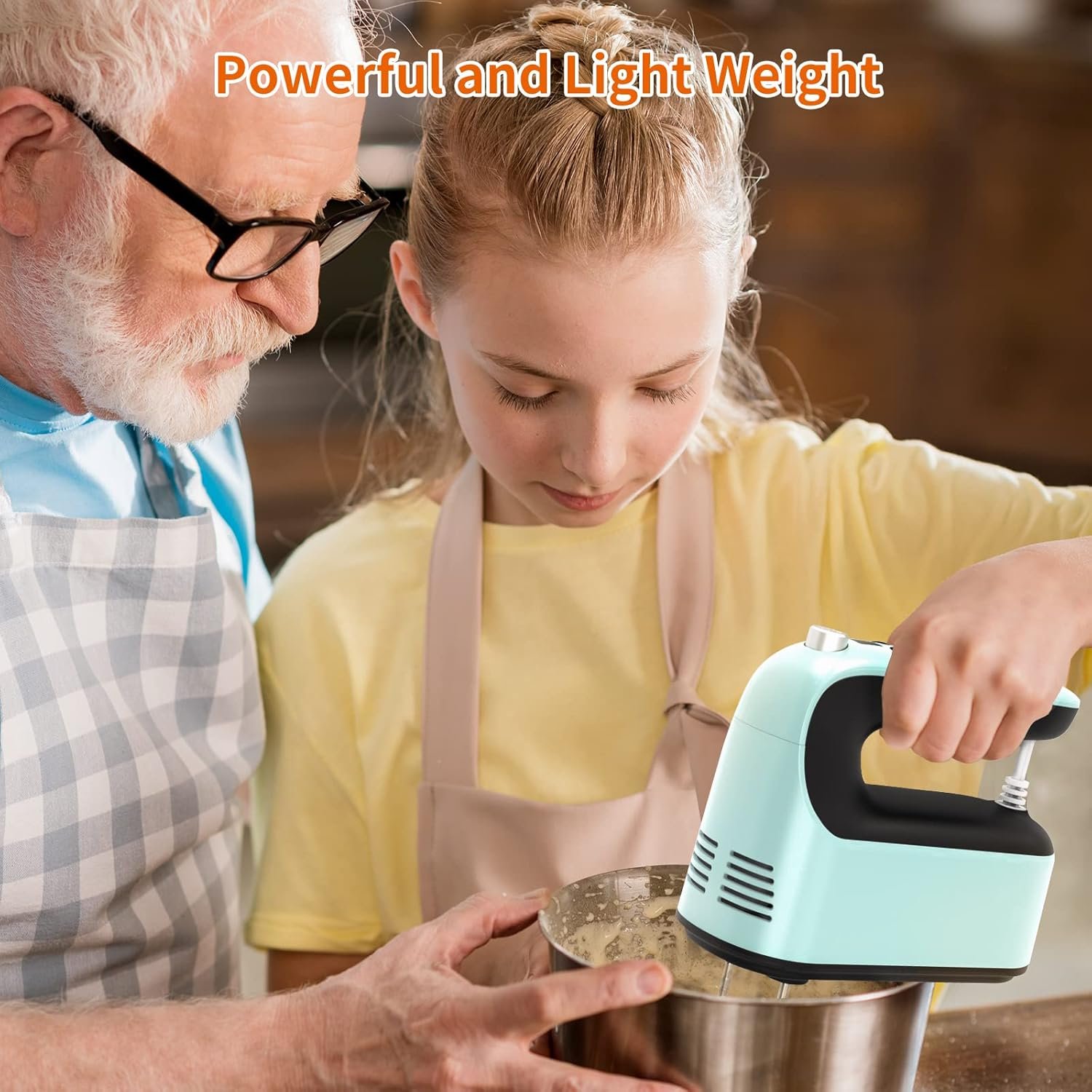 Yomelo 9-Speed Digital Hand Mixer Electric, 400W Powerful DC Motor, Baking Mixer Handheld with Snap-On Storage Case, Touch Button, Turbo Boost, Dough Hooks, Whisk (Ice Blue) - Image 5