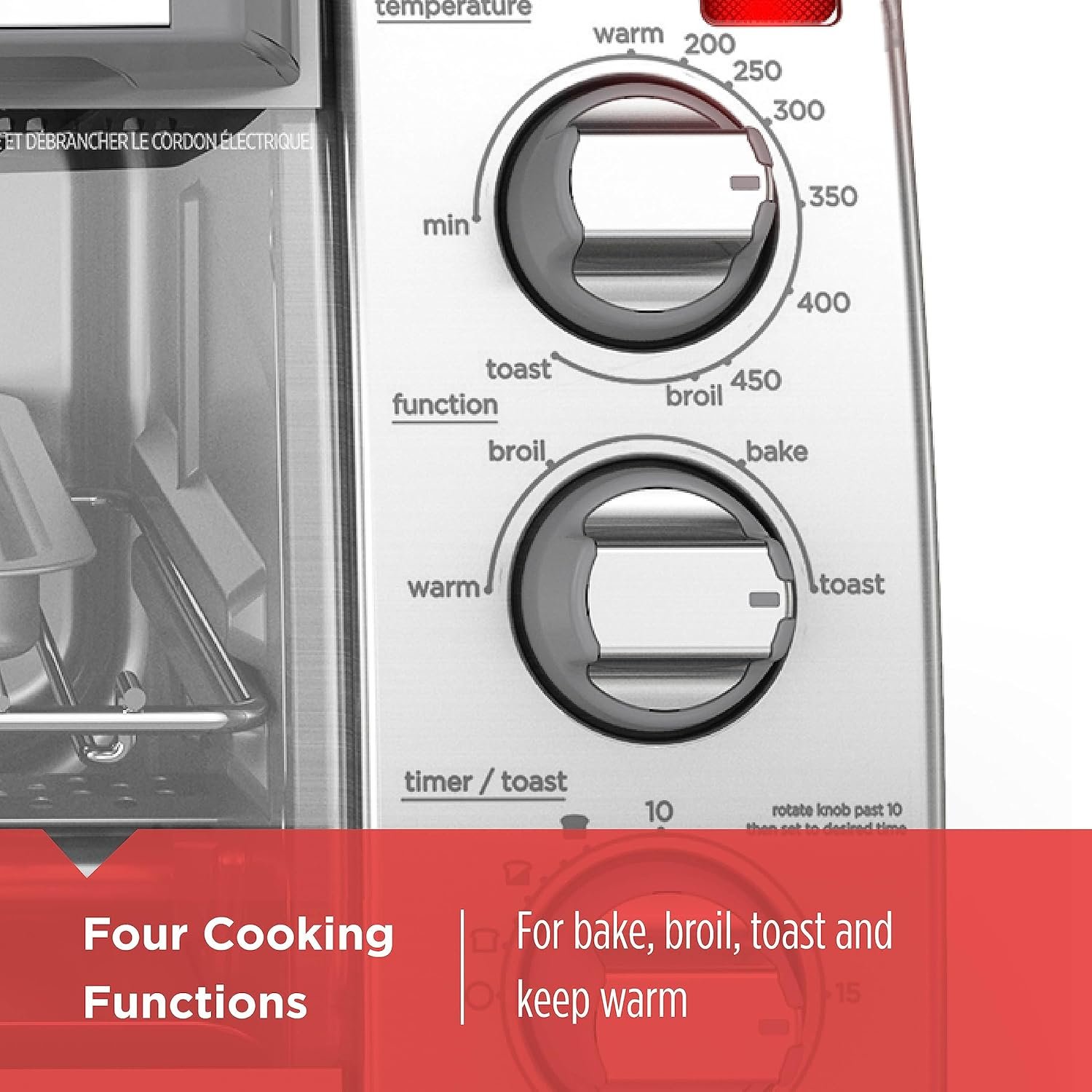 BLACK+DECKER™ Natural Convection 4-Slice Toaster Oven, Stainless Steel, Bake, Broil, Toast, Keep Warm Cooking Functions - Image 4
