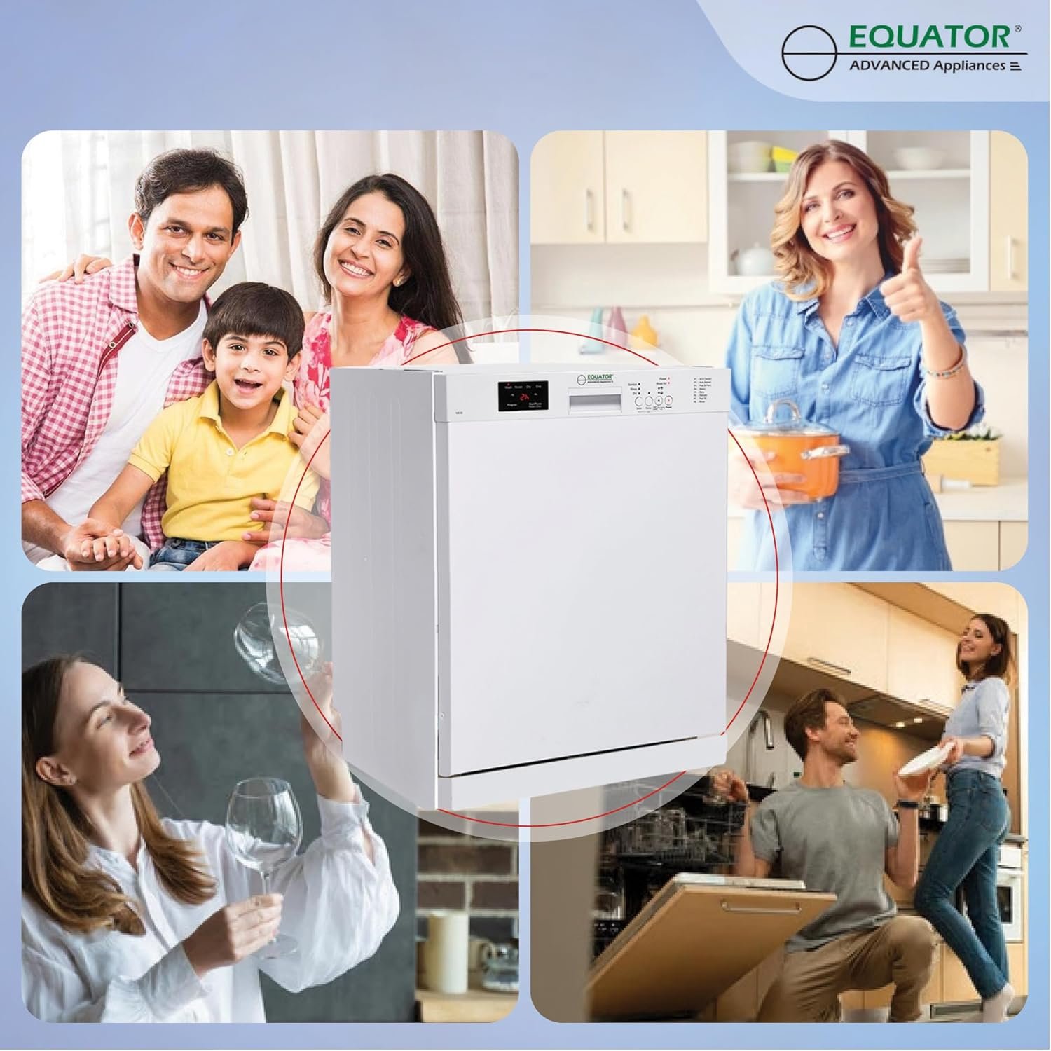 Equator-Europe 24" Built in 14 place Dishwasher with 8 Wash Programs (White) - Image 7