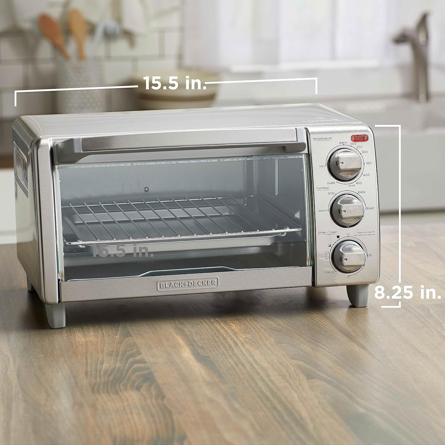 BLACK+DECKER™ Natural Convection 4-Slice Toaster Oven, Stainless Steel, Bake, Broil, Toast, Keep Warm Cooking Functions - Image 8