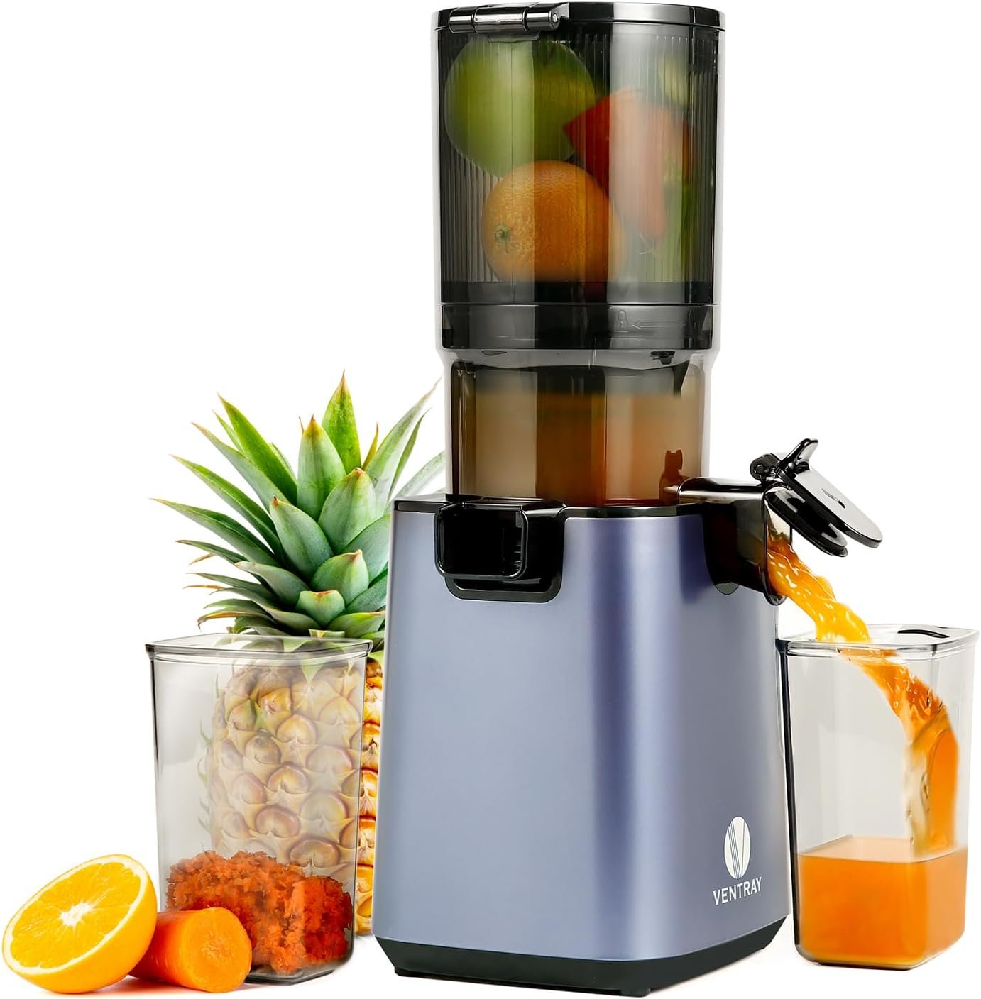 Ventray Cold Press Juicer, 5.1'' Extra Large Feed Chute Slow Masticating Juicer Machine for Whole Vegetables & Fruits, 250w, Easy to Clean with Brush, High Juice Yield Fit for Batch Juicing - Image 2