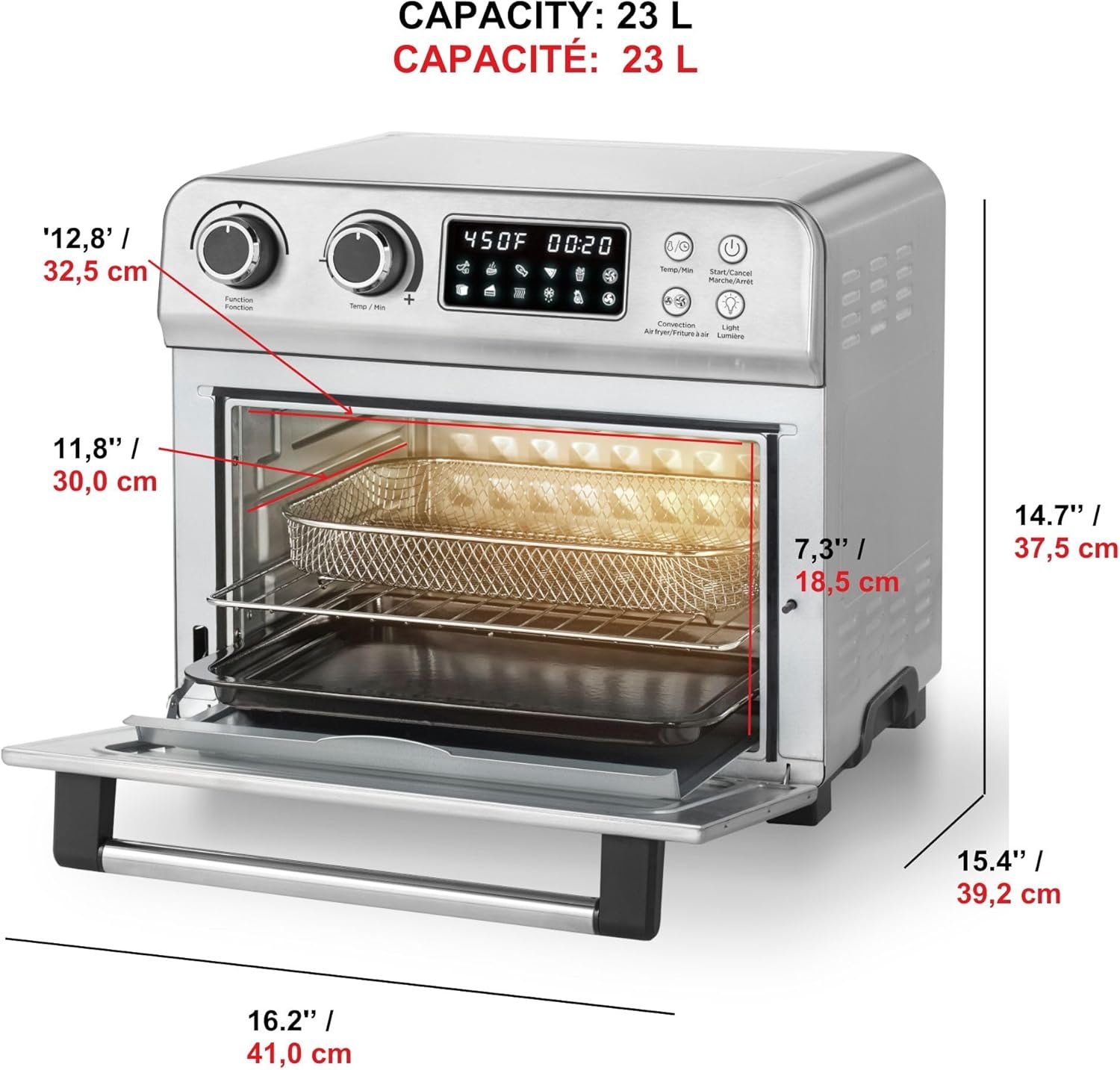 Starfrit Air Fryer Convection Oven - XL for 12" Pizza - Baking Pan & Air Fryer Basket - 10 Preset Modes - 1700W - Image 3