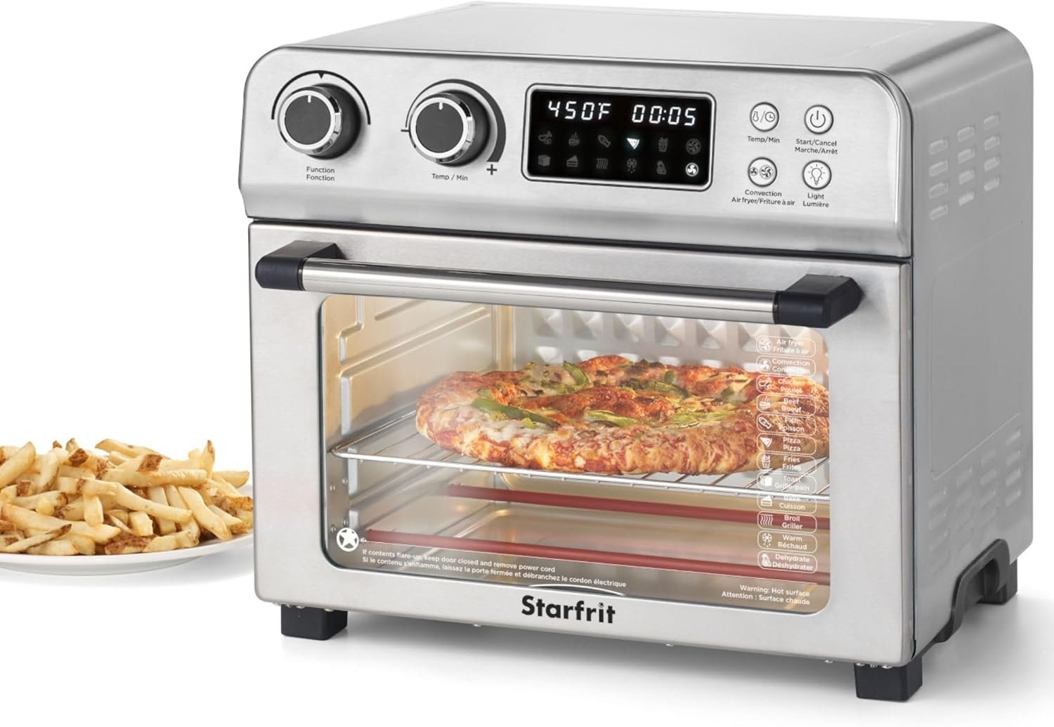 Starfrit Air Fryer Convection Oven - XL for 12" Pizza - Baking Pan & Air Fryer Basket - 10 Preset Modes - 1700W - Image 2