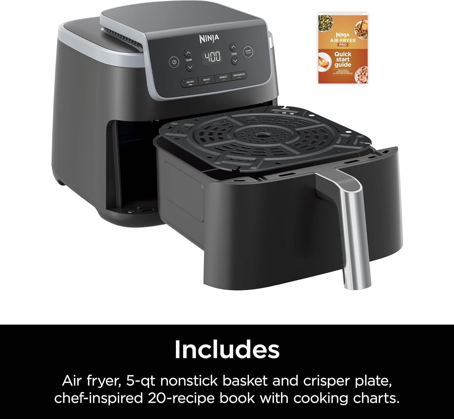 Ninja Air Fryer Pro 4-in-1 with 5 QT Capacity, Air Fry, Roast, Reheat, Dehydrate, Air Crisp Technology with 400F for hot, crispy results in just minutes, Nonstick Basket & Crisper Plate, Grey, AF141 - Image 10