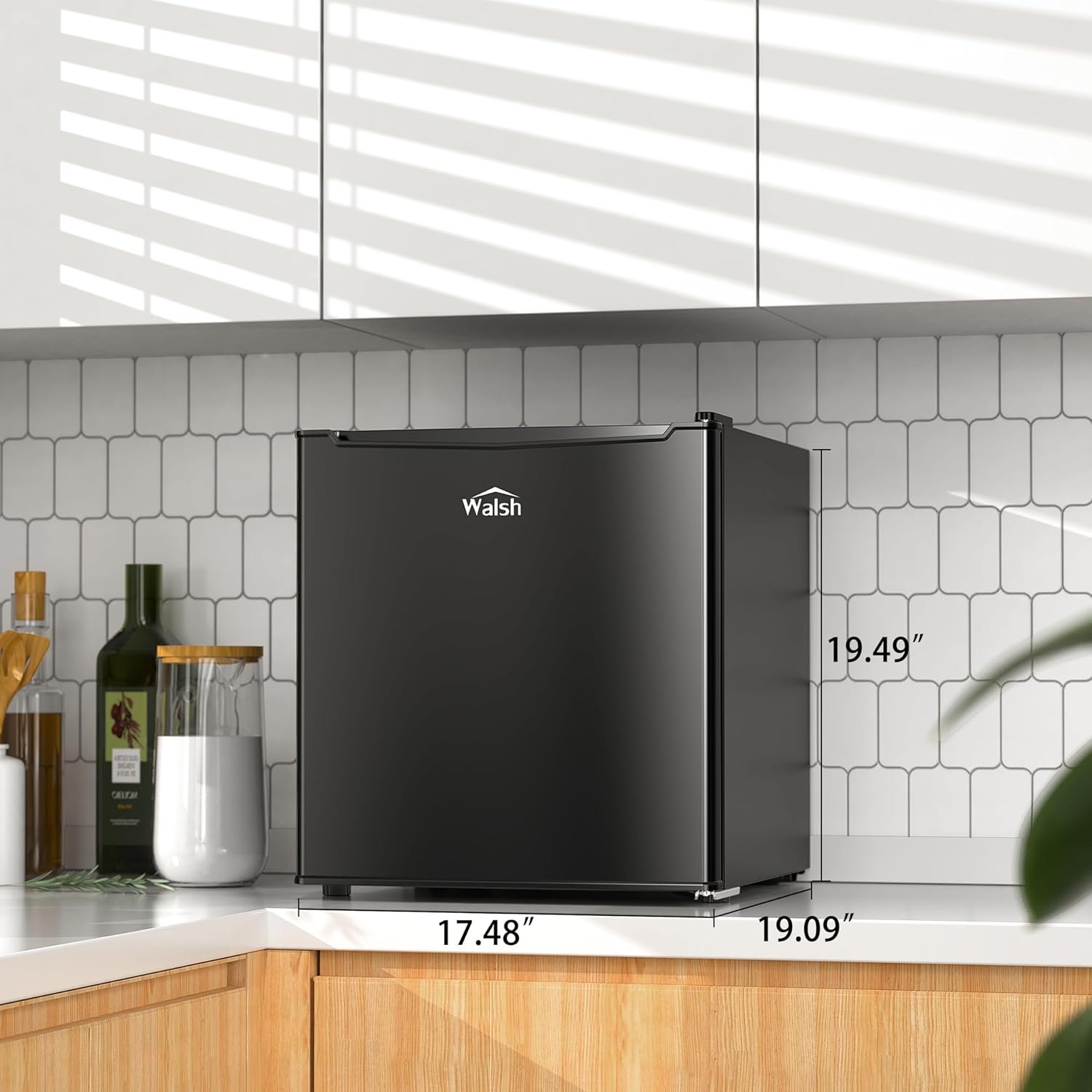 Walsh WSR17BK Compact Refrigerator, 1.7 Cu.Ft Single Door Fridge, Adjustable Mechanical Thermostat with Chiller, Reversible Doors, Black - Image 4