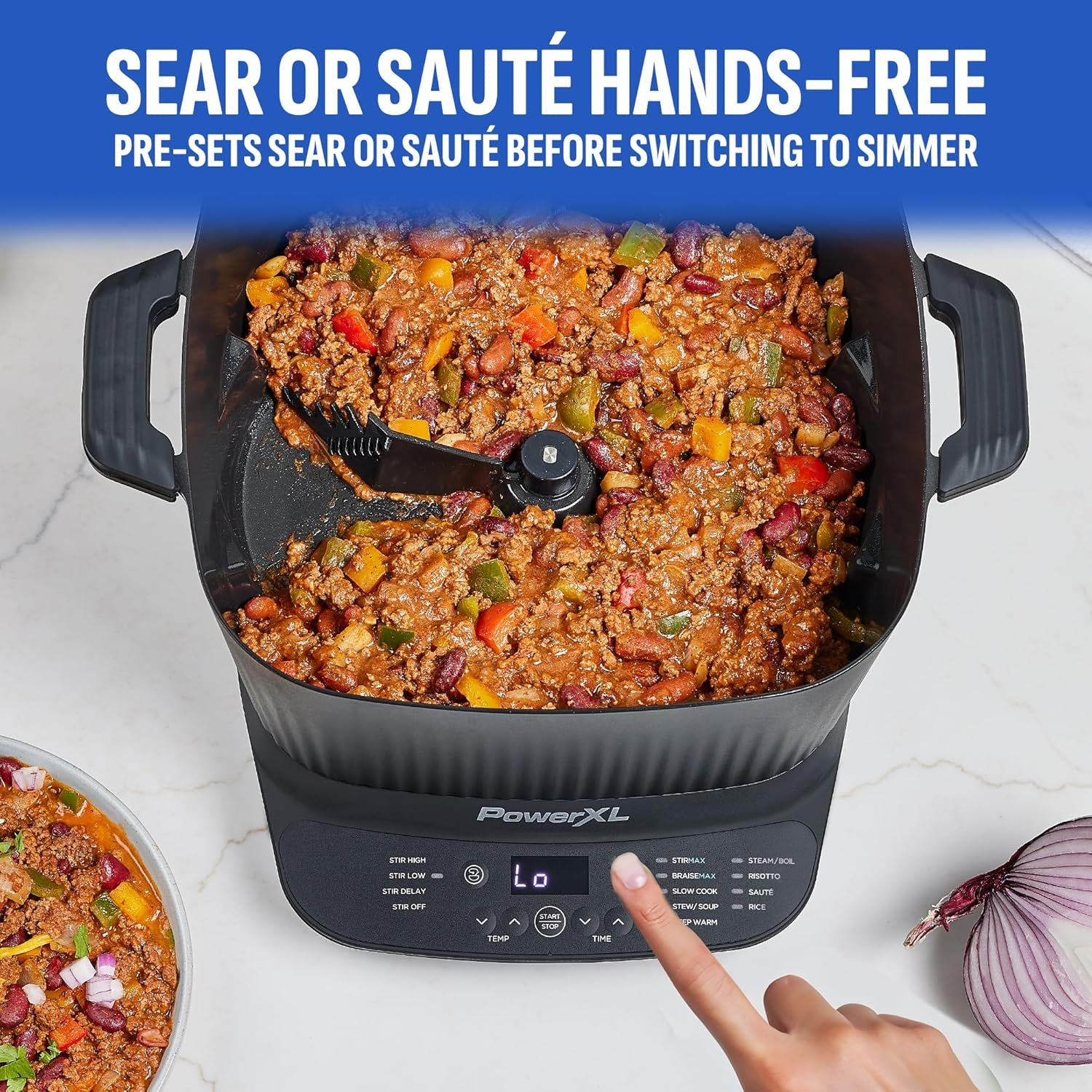 STIRMAX PLUS 7.5 Quart Digital Multi-Cooker with Automatic Paddle to Stir and Shred, 9 in 1 programmable presets to Sauté, Sear, and Brown Food Before Simmering – Accessories & Cookbook Included - Image 3