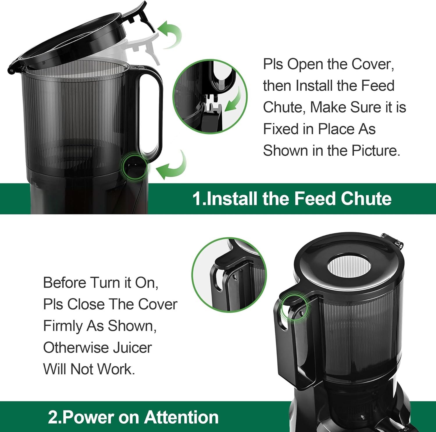 Fretta Cold Press Juicer Machines, Slow Masticating Juicer with 5.3" Extra Large Feed Chute Fit Whole Fruits & Vegetables, Self Feeding Effortless for Batch Juicing, BPA Free 250W(Black) - Image 6