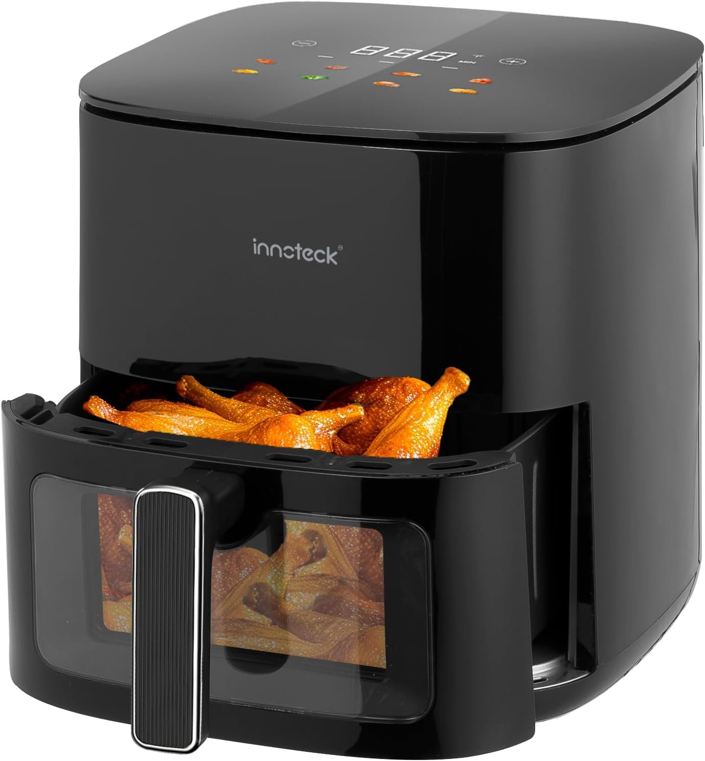 Innoteck 5L Visible Digital Air Fryer - 5.3QT Family Size - Glass Window with One Touch Screen Temperature & Controls - Air Frying, Roast, Dehydrate, Bake, & Reheat - Large Capacity - Oil Less Cooking - Image 2