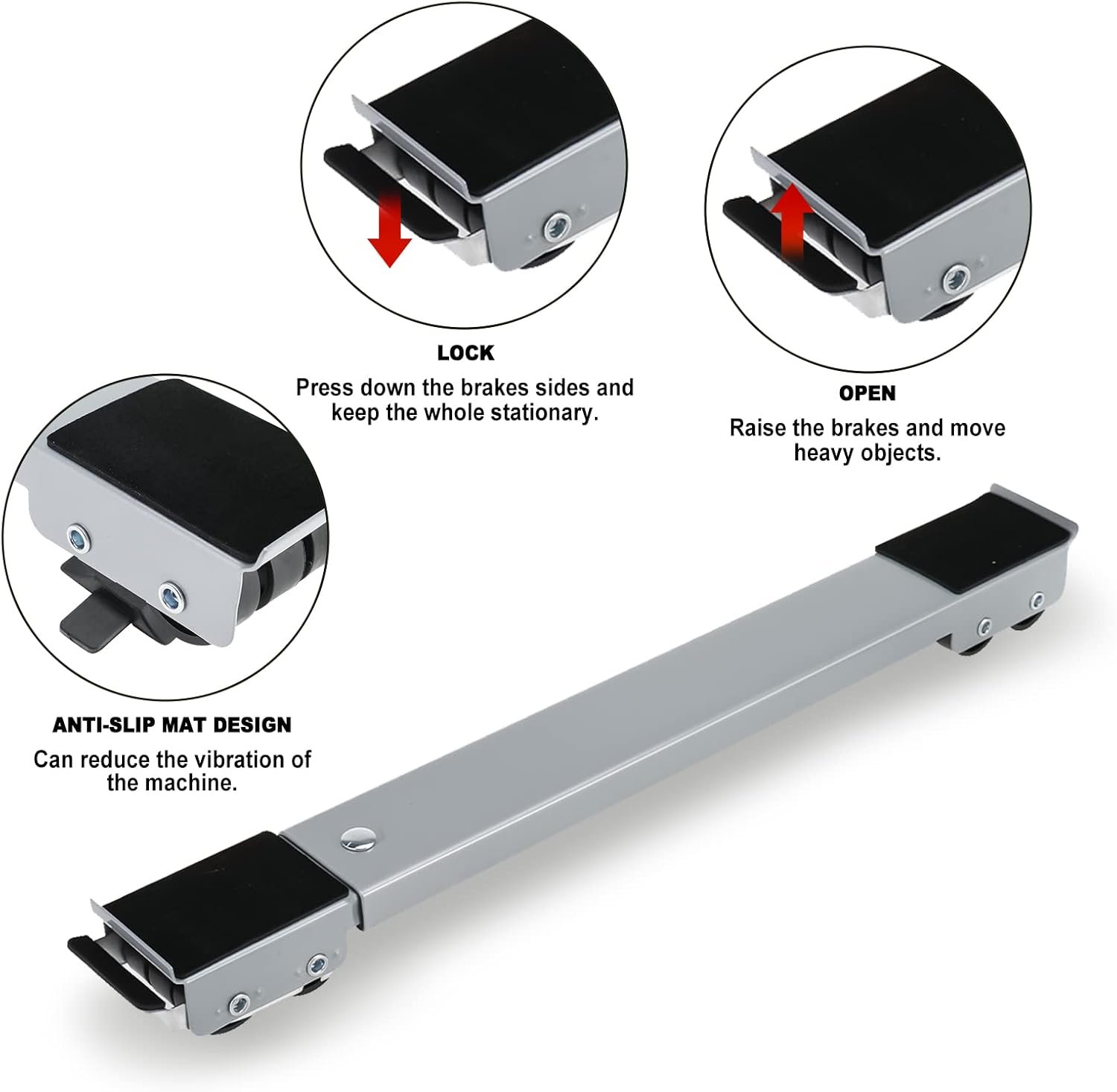 NORJIN Furniture Dolly Mobile Roller, Heavy Duty Extendable Appliance Rollers Adjustable Appliance Dolly Cart for Refrigerators, Dishwashers, Washing Machines - Image 7