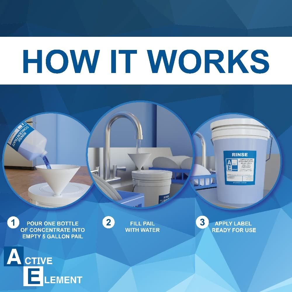 Active Element Commercial Dishwasher Rinse - Makes One 5-gallon pail - For High Temperature and Low Temp Dishwasher Machine - Commercial Strength - Image 5