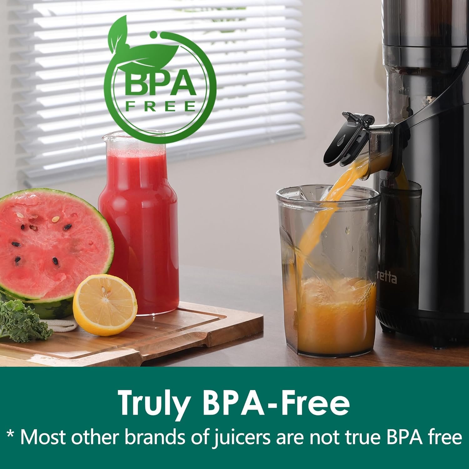 Fretta Cold Press Juicer Machines, Slow Masticating Juicer with 5.3" Extra Large Feed Chute Fit Whole Fruits & Vegetables, Self Feeding Effortless for Batch Juicing, BPA Free 250W(Black) - Image 5