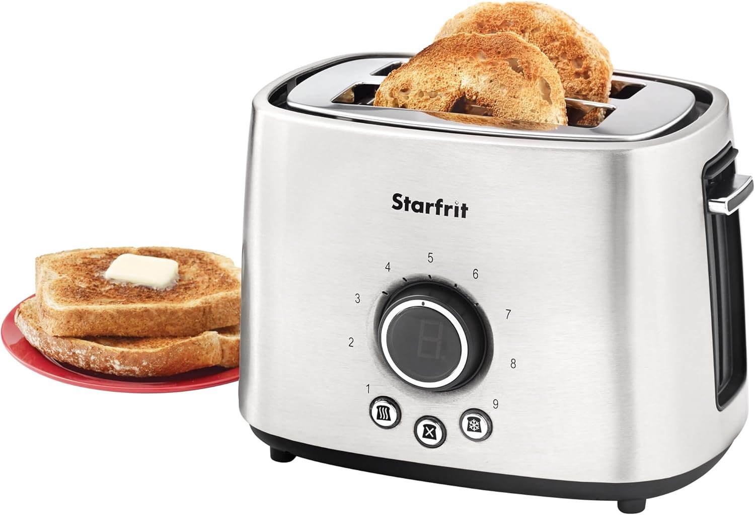 Starfrit Electric Toaster - 2-Slice - 9 Adjustable Toasting Settings - Stainless Steel - 800W - Image 3